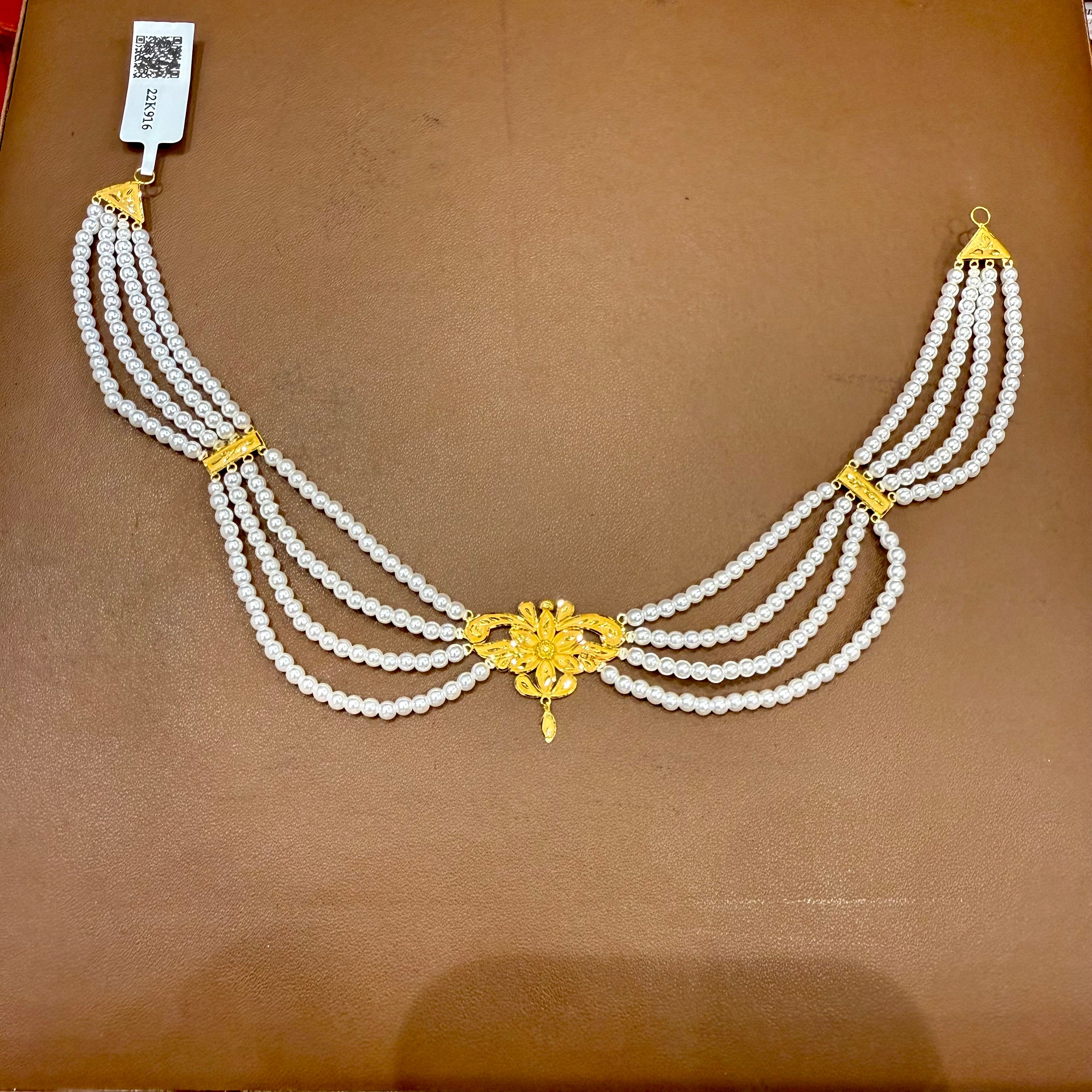 (GMJ)- WGT: 2.180 GM APPROX BIS CERTIFIED HUID HALLMARK 916 22KT GOLD MOTI NECKLACE 1 PIECE WITH ADJUSTABLE TASSEL.