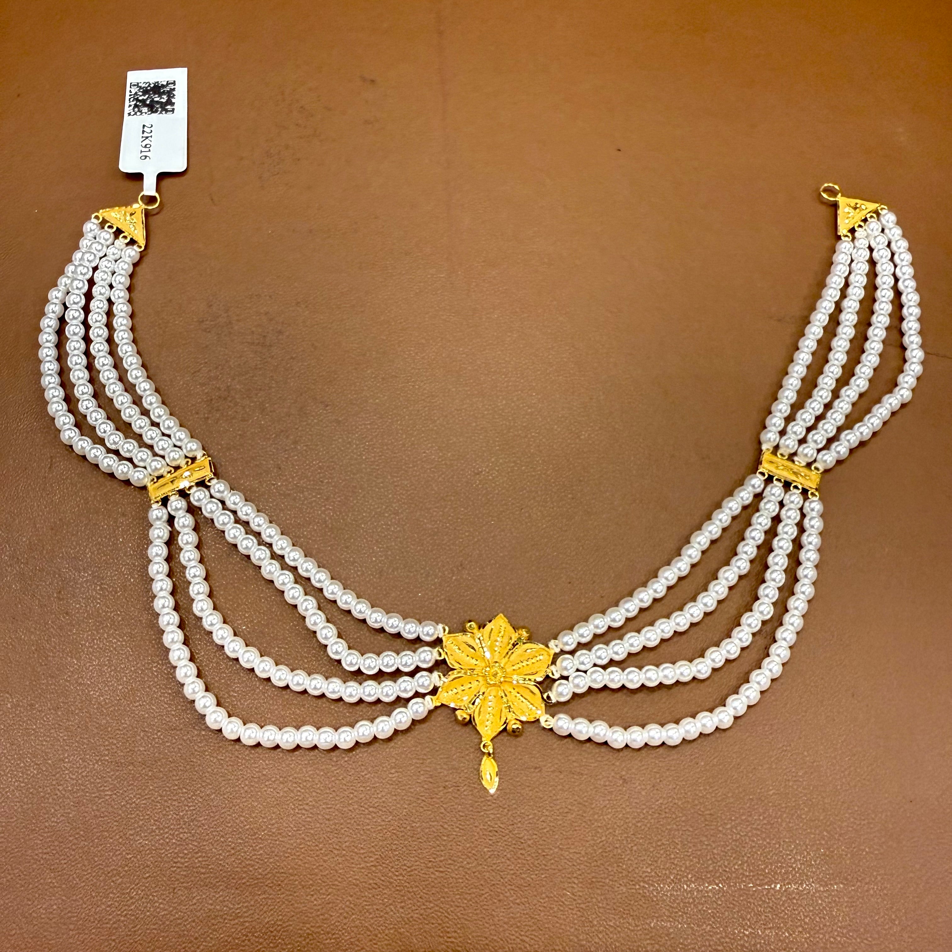 (GMJ)- WGT: 1.830 GM APPROX BIS CERTIFIED HUID HALLMARK 916 22KT GOLD MOTI NECKLACE 1 PIECE WITH ADJUSTABLE TASSEL.