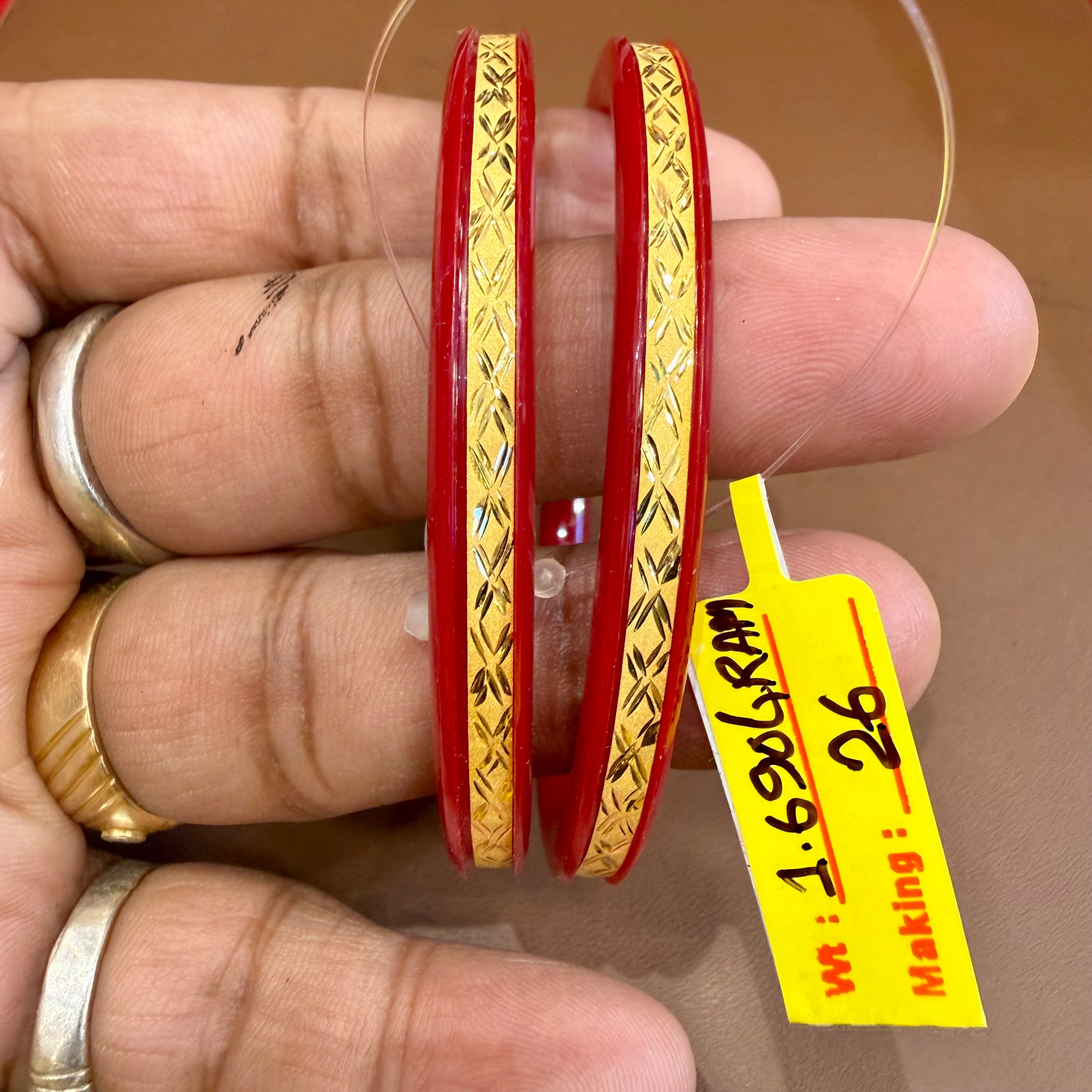 GPB- (SIZE-26) WGT: 1.690 GM APPROX BIS CERTIFIED HUID HALLMARK 916 22KT GOLD POLA BADHANO 1 PAIR FOR WOMEN.