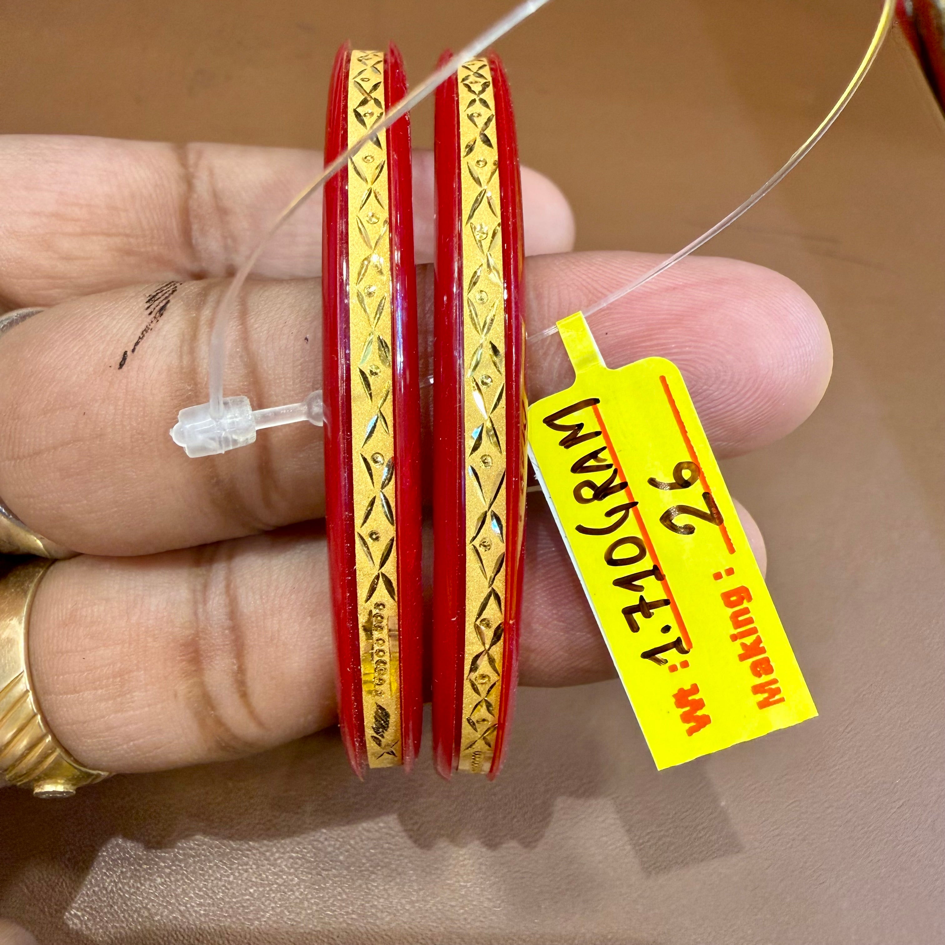 GPB- (SIZE-26) WGT: 1.710 GM APPROX BIS CERTIFIED HUID HALLMARK 916 22KT GOLD POLA BADHANO 1 PAIR FOR WOMEN.