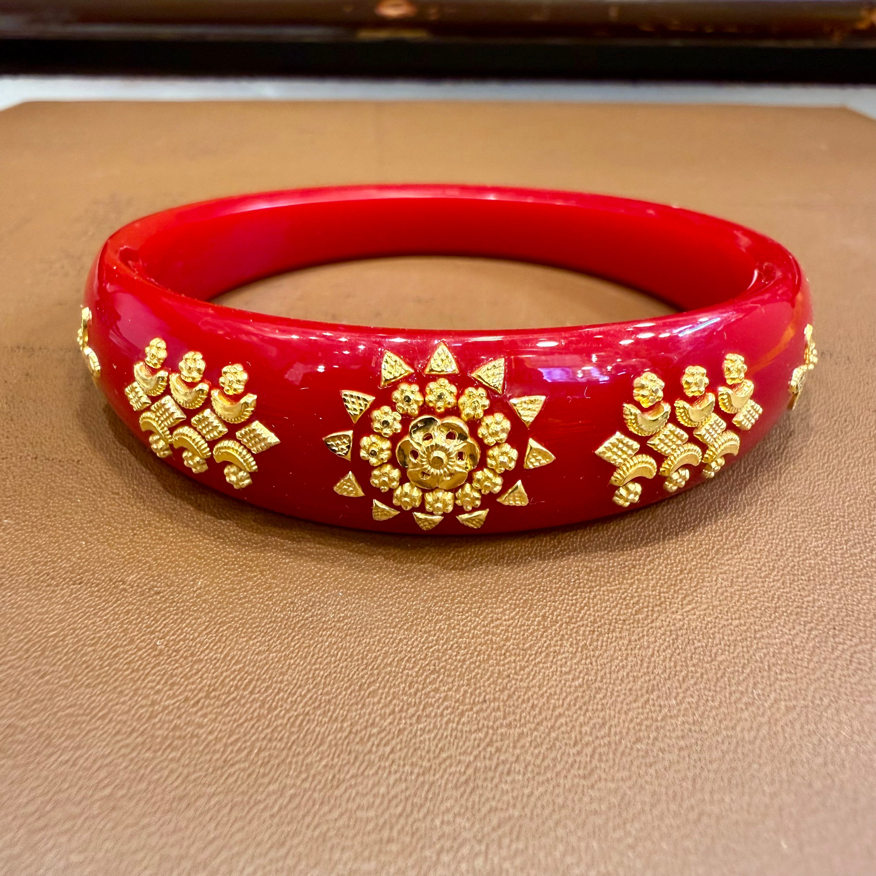 GPB- (SIZE-26) WGT: 0.870 GM APPROX BIS CERTIFIED HUID HALLMARK 916 22KT GOLD BRACELET POLA BADHANO 1 PIECE FOR WOMEN.