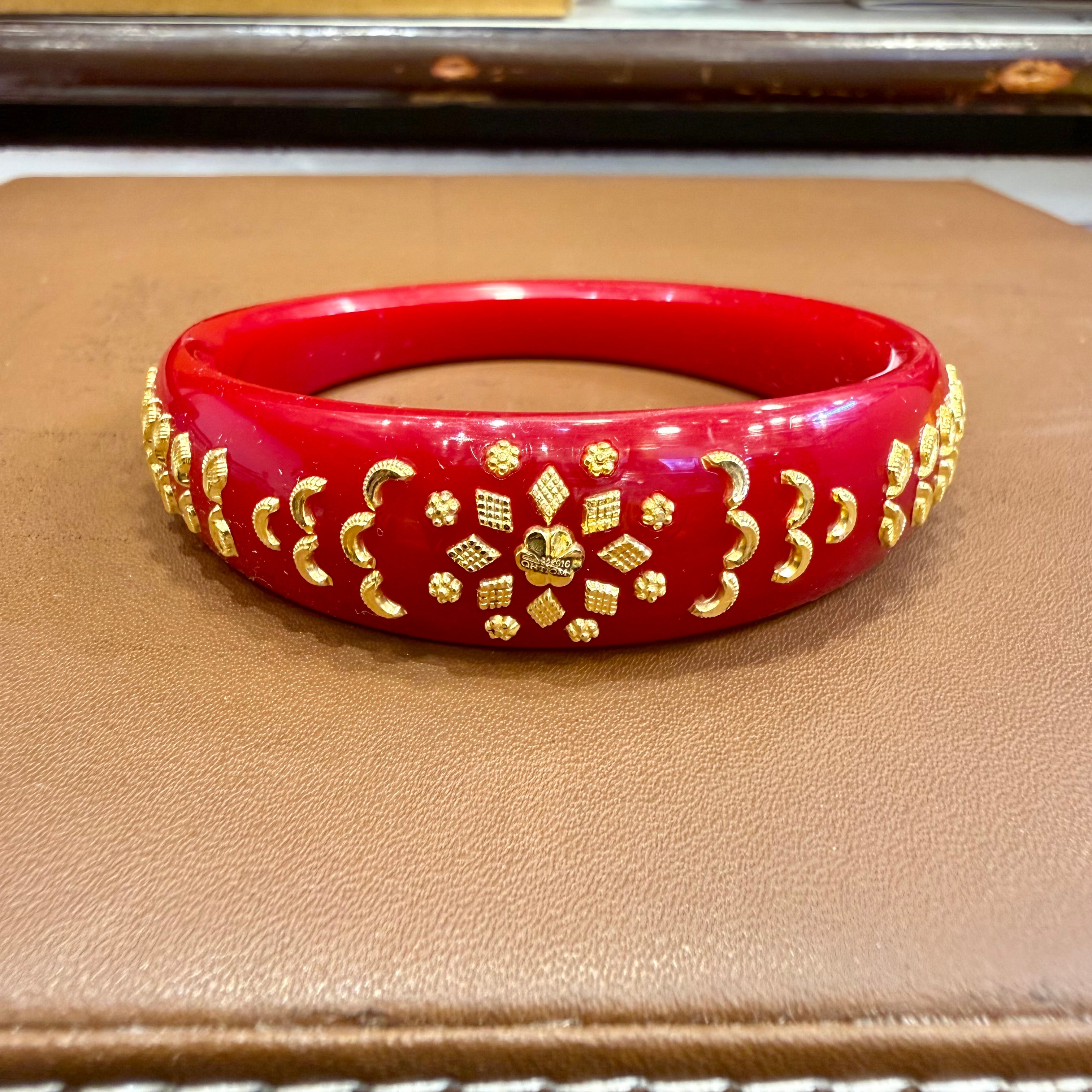 GPB- (SIZE-25) WGT: 0.860 GM APPROX BIS CERTIFIED HUID HALLMARK 916 22KT GOLD BRACELET POLA BADHANO 1 PIECE FOR WOMEN.