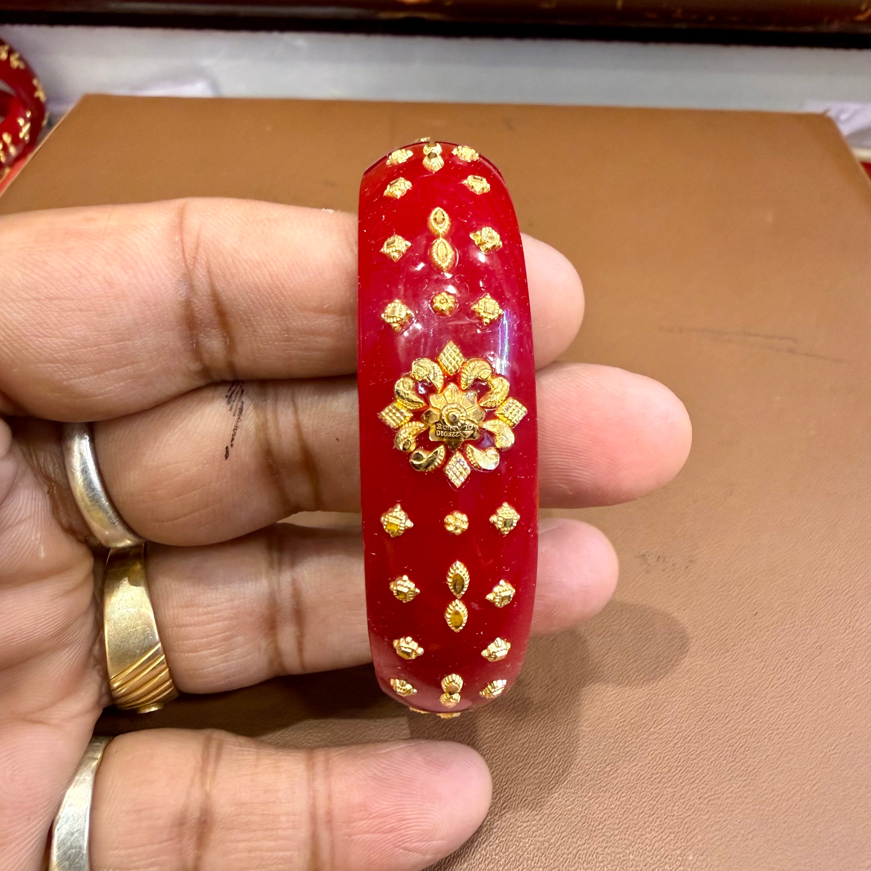 GOLD POLA- (SIZE-26) WGT: 0.790 GM APPROX BIS CERTIFIED HUID HALLMARK 916 22KT GOLD BRACELET POLA BADHANO 1 PIECE FOR WOMEN.