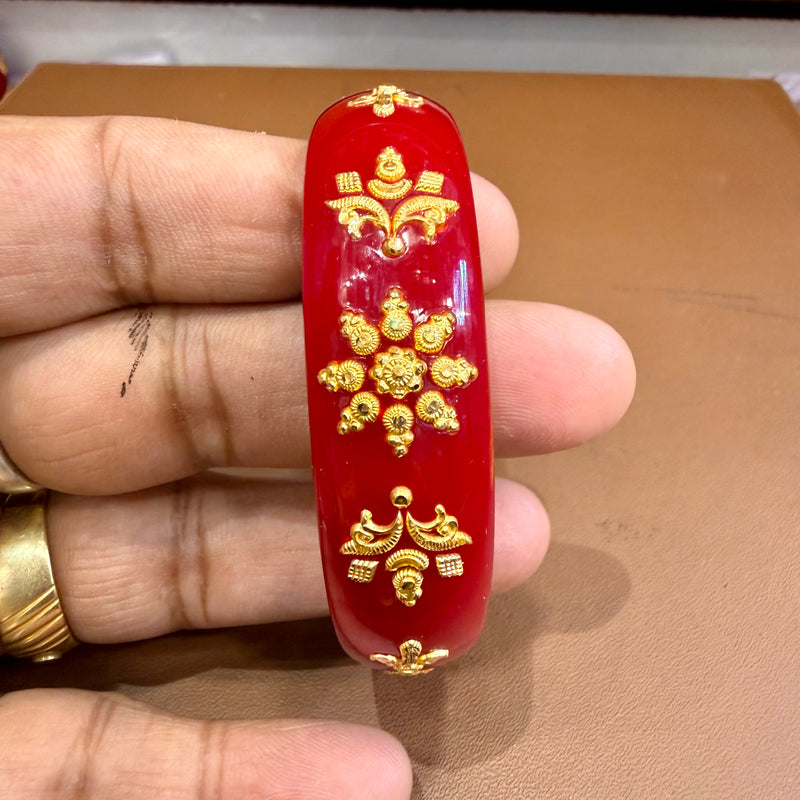 GPB22K- (SIZE-24) WGT: 0.760 GM APPROX BIS CERTIFIED HUID HALLMARK 916 22KT GOLD BRACELET POLA BADHANO 1 PIECE FOR WOMEN.
