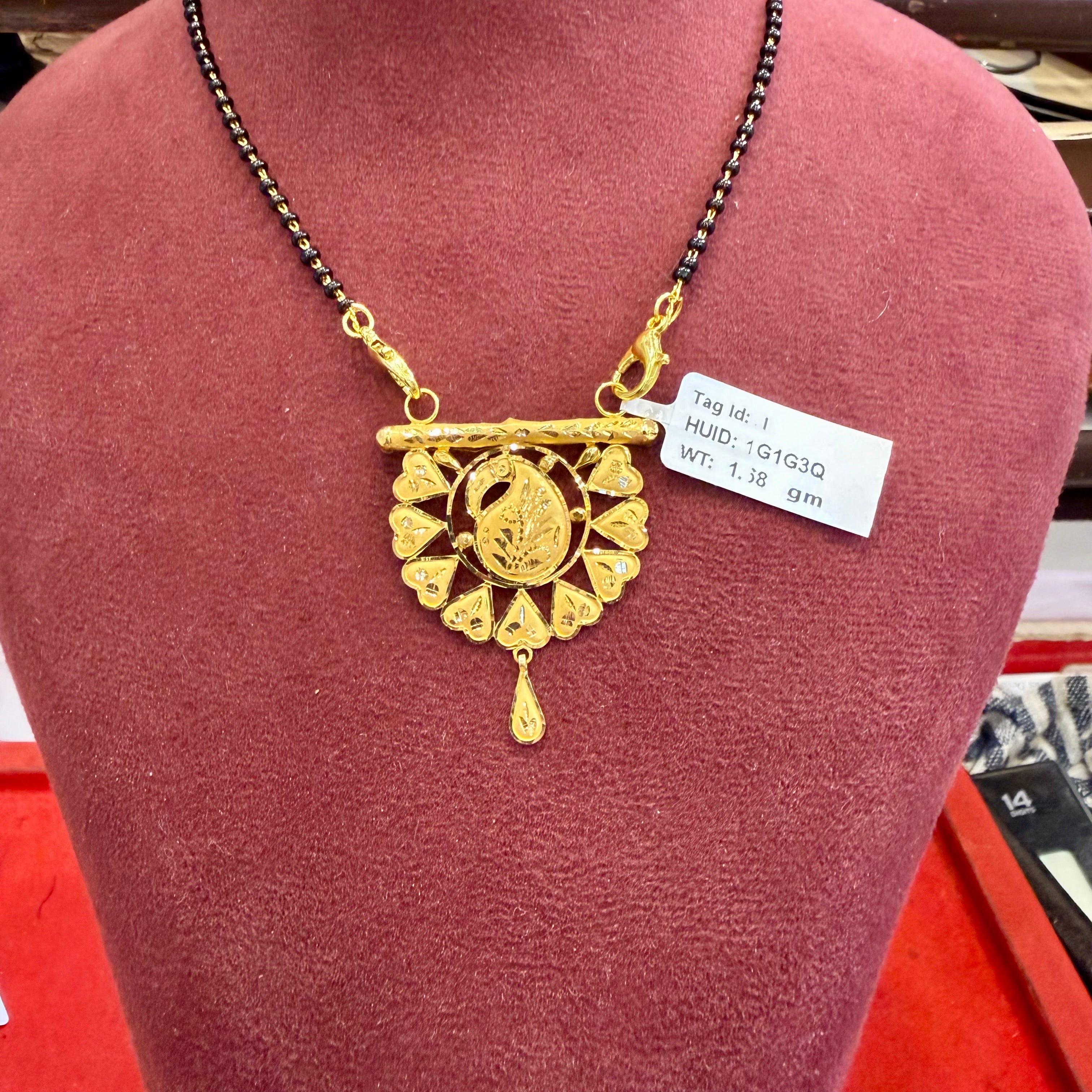 GOLD PENDANT- WGT: 1.680 GM APPROX BIS CERTIFIED HUID HALLMARK 916 22KT GOLD PENDANT MANGALSUTRA 1 PIECE WITH TASSEL FOR WOMEN.