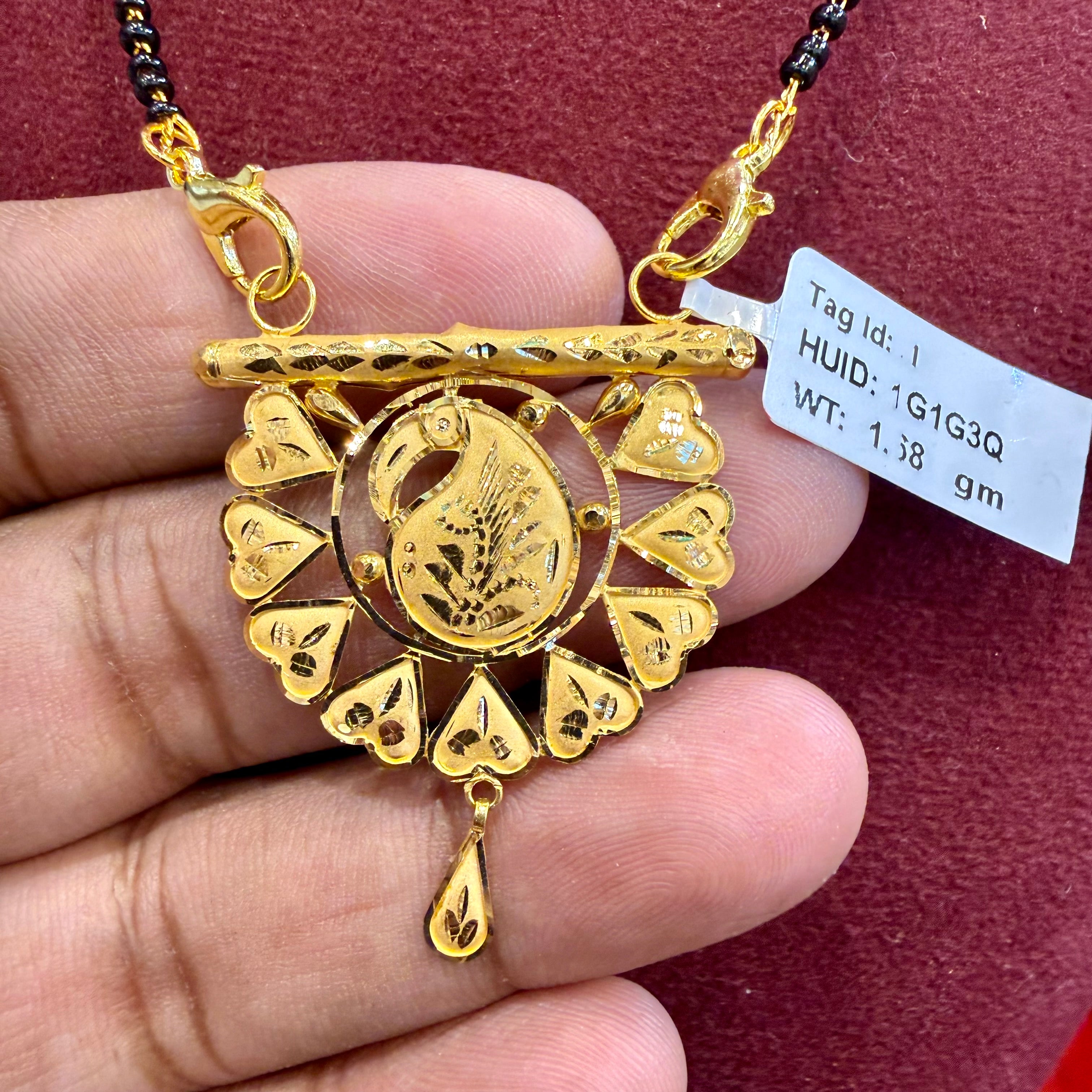 GOLD PENDANT- WGT: 1.680 GM APPROX BIS CERTIFIED HUID HALLMARK 916 22KT GOLD PENDANT MANGALSUTRA 1 PIECE WITH TASSEL FOR WOMEN.