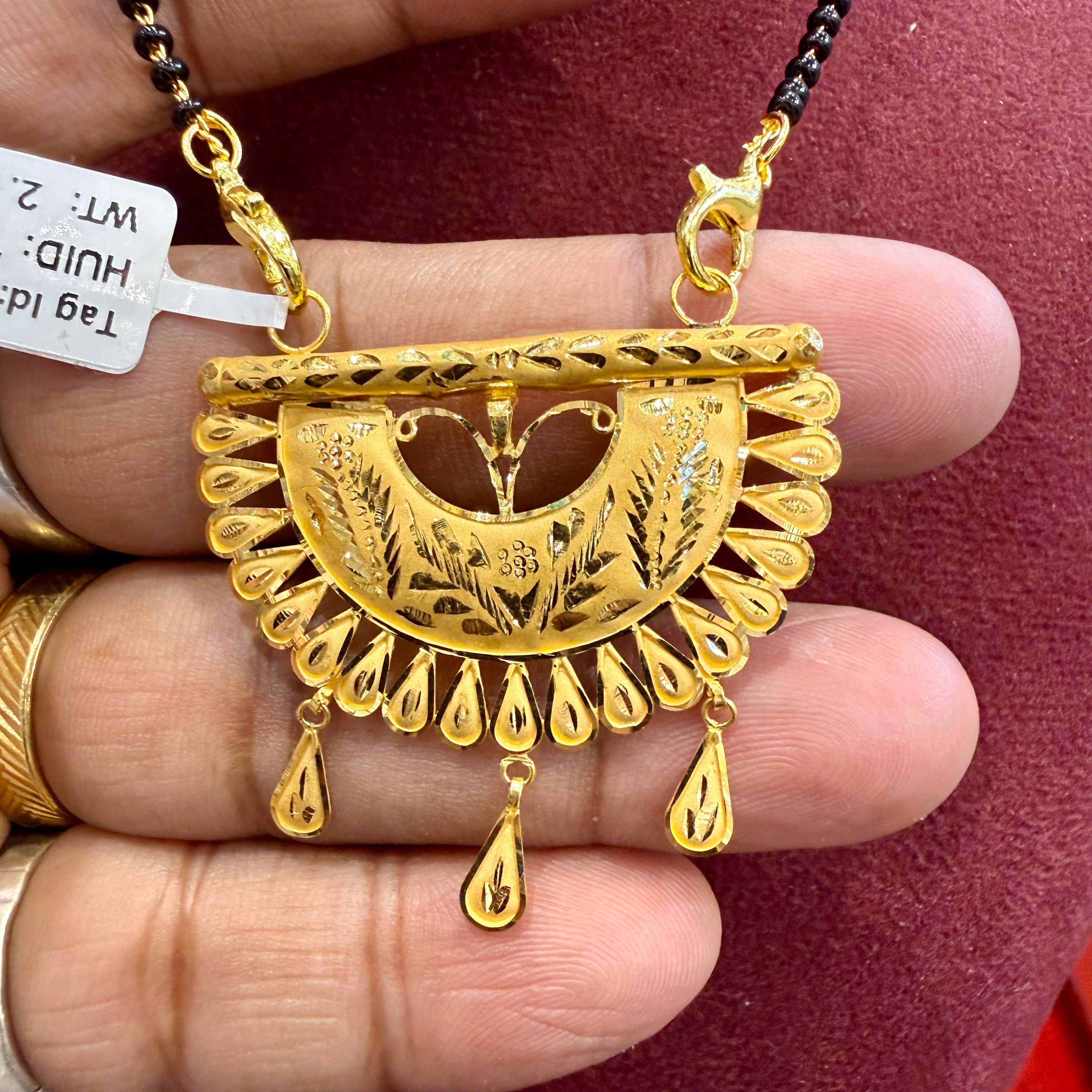 GOLD PENDANT- WGT: 2.210 GM APPROX BIS CERTIFIED HUID HALLMARK 916 22KT GOLD PENDANT MANGALSUTRA 1 PIECE WITH TASSEL FOR WOMEN.