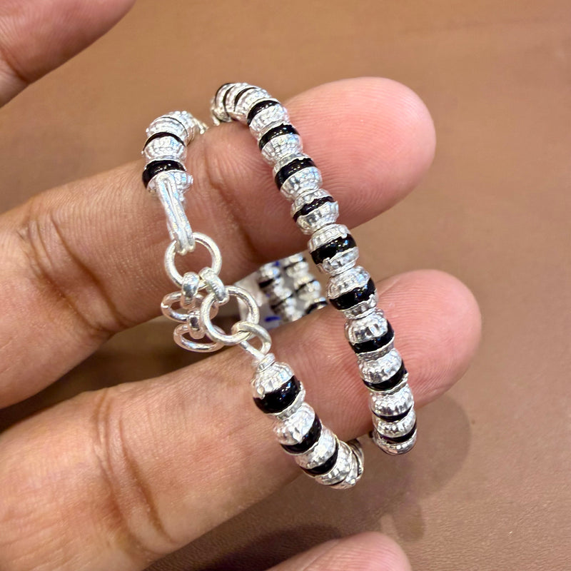BABY JEWELLERY- (WGT: 10 TO 11 GM APPROX) 625 SILVER BABY BANGLE NAZAR (EVIL EYE PROTECTION) FOR BABY 1 PAIR WITH ADJUSTABLE SIZE FROM NEW BORN TO 2 YEARS - SPECIAL FOR GIFTING IN SPECIAL OCCASSION.