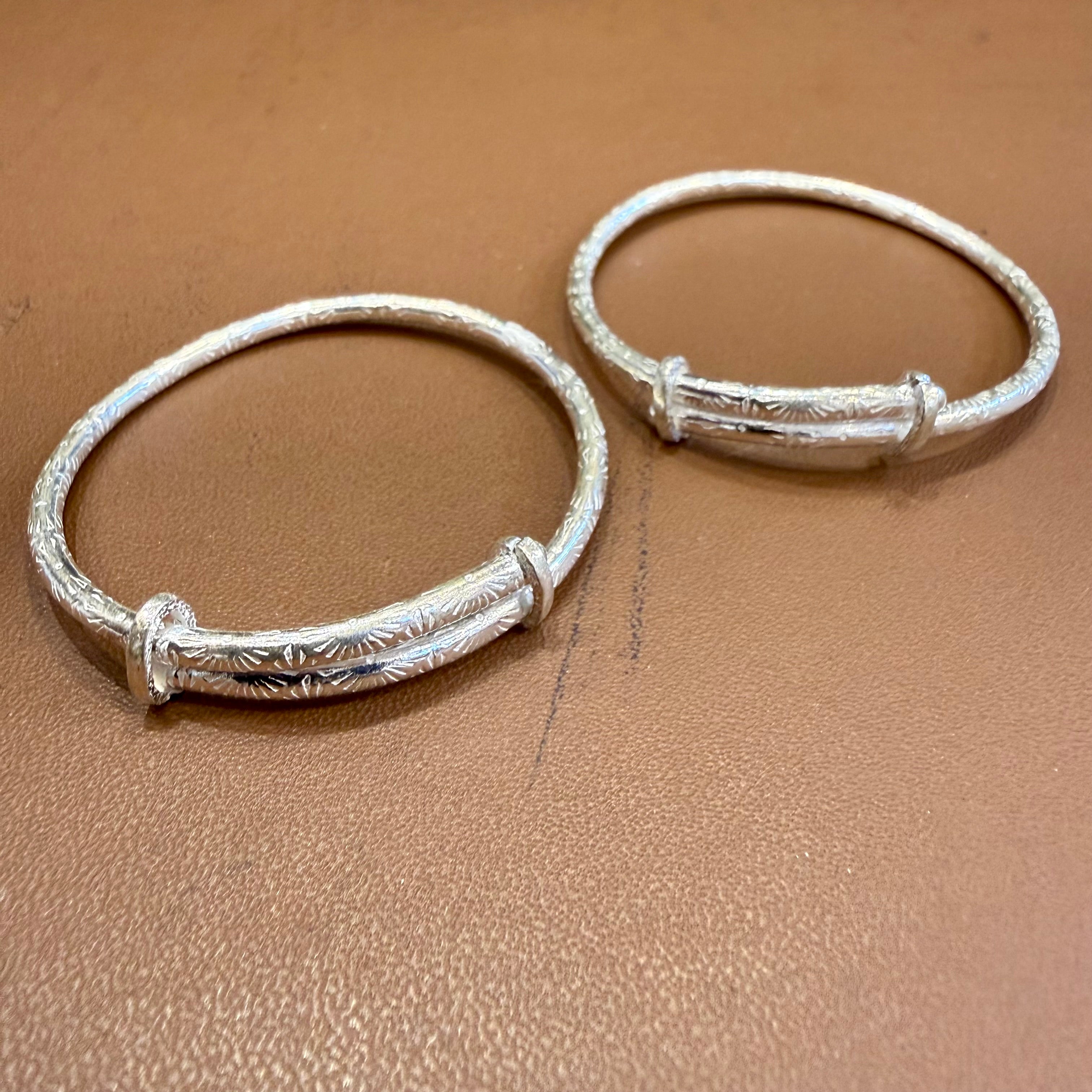 BABY JEWELLERY- (WGT: 5 TO 6 GM APPROX) 625 SILVER BABY BANGLE FAPA DESIGN FOR BABY 1 PAIR WITH ADJUSTABLE SIZE FROM NEW BORN TO 2 YEARS - SPECIAL FOR GIFTING IN SPECIAL OCCASSION.