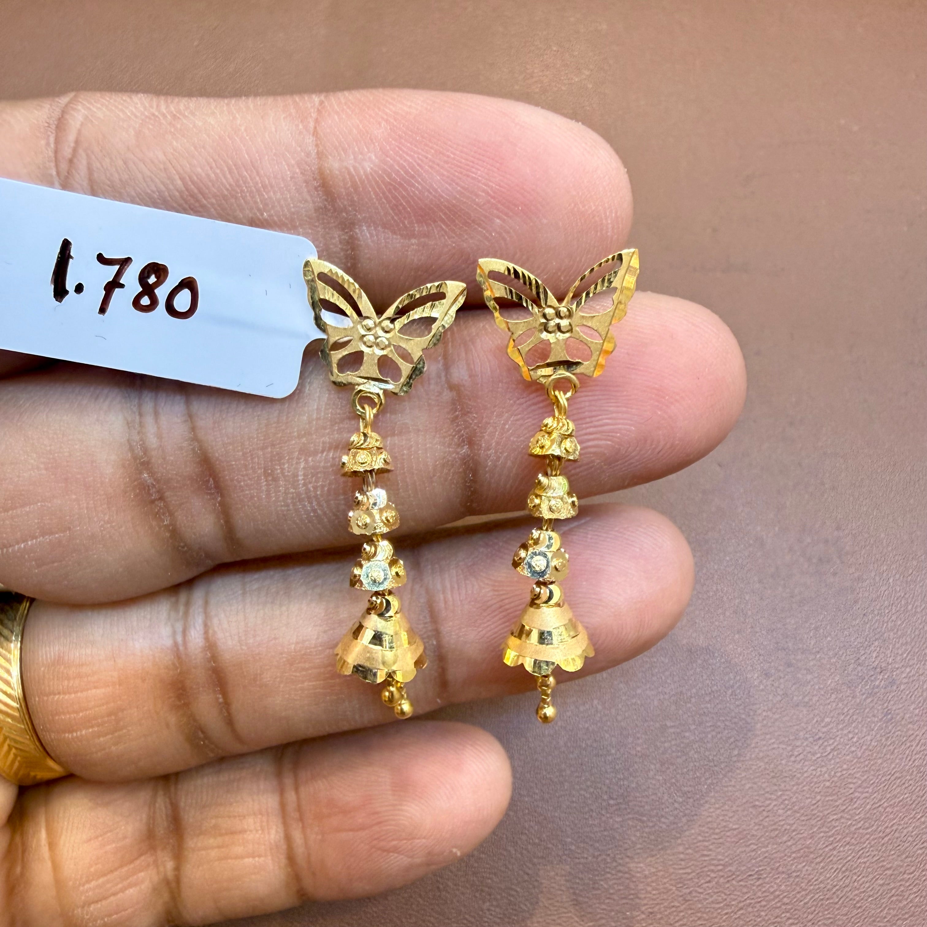GOLD EARRINGS- WGT: 1.780 GM APPROX BIS CERTIFIED HUID HALLMARK 375 9KT GOLD EARRINGS 1 PAIR FOR WOMEN.
