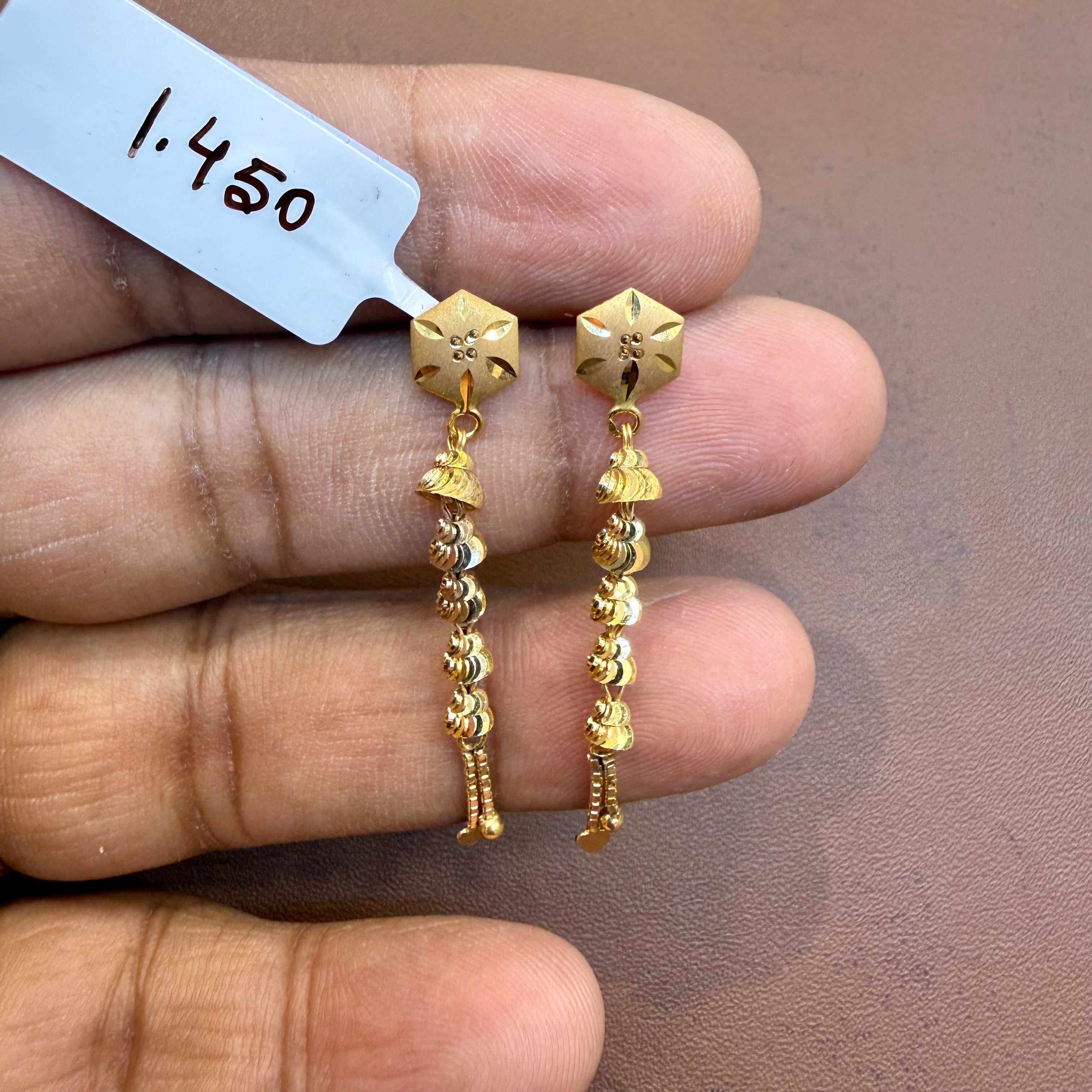 GOLD EARRINGS- WGT: 1.450 GM APPROX BIS CERTIFIED HUID HALLMARK 375 9KT GOLD EARRINGS 1 PAIR FOR WOMEN.