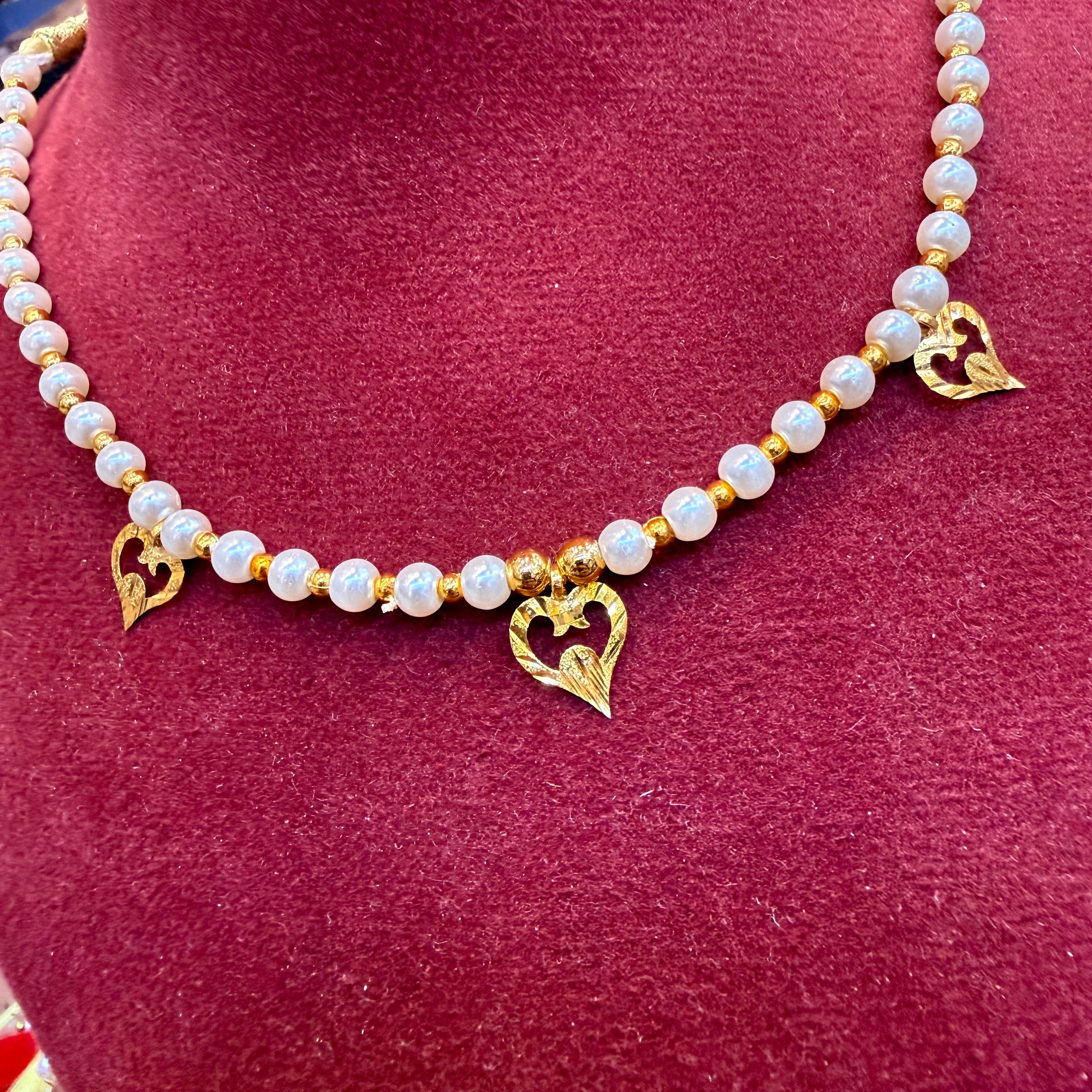 GOLD MOTI HAR- WGT: 0.360 - 0.390 GM APPROX BIS CERTIFIED HUID HALLMARK 375 9KT GOLD MOTI SELIHAR 1 PIECE WITH ADJUSTABLE TASSEL.