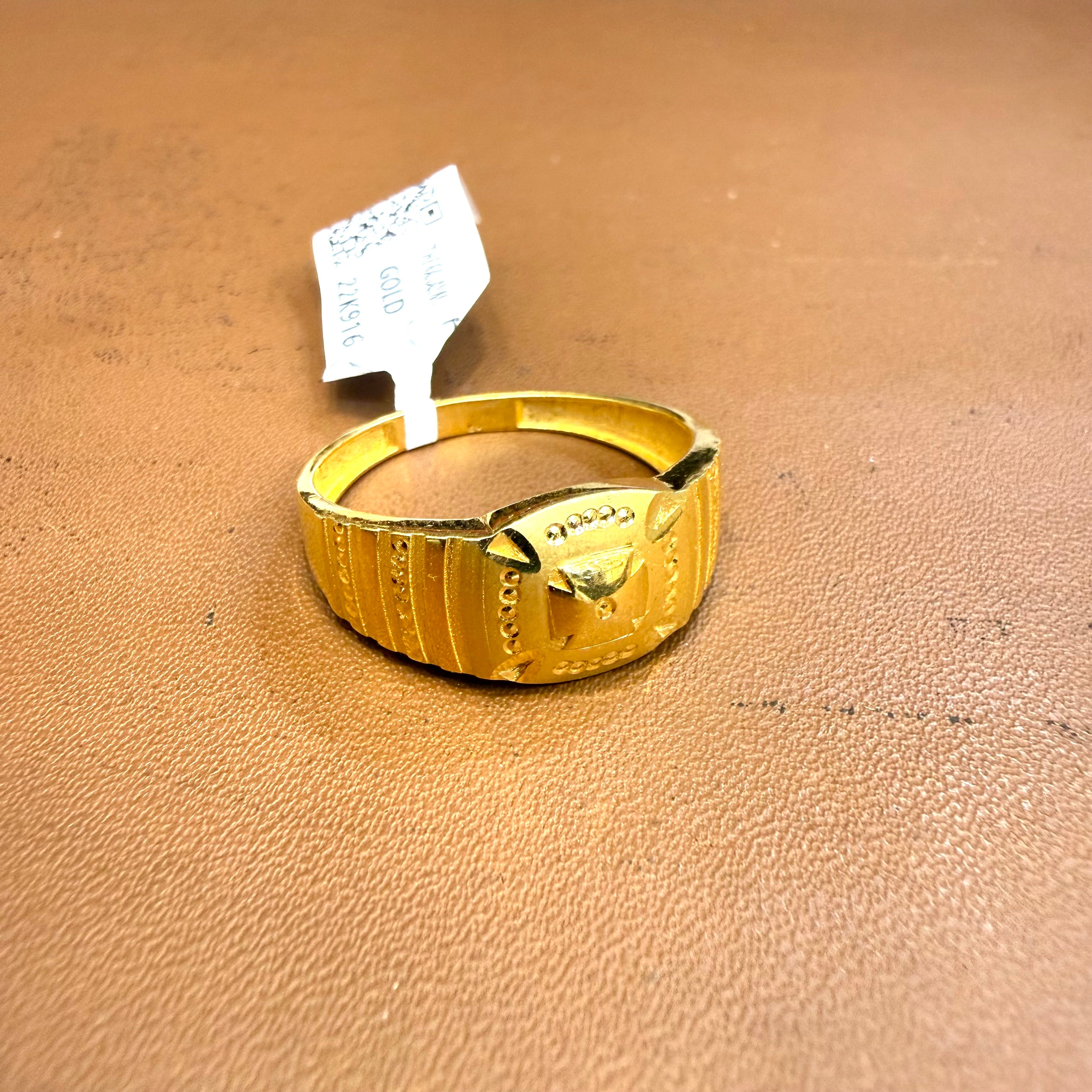 GENTS RING- SIZE:23 (WGT: 2.550 GM APPROX) BIS CERTIFIED HUID HALLMARK 916 22KT GOLD GENTS FINGER RING FOR MEN 1 PIECE.