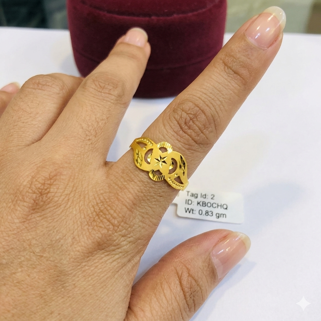 LADIES RING- (SIZE: 18) WGT: 0.820 GM APPROX BIS CERTIFIED HUID HALLMARK 375 9KT GOLD FINGER RING FOR WOMEN 1 PIECE FOR REGULAR USE.