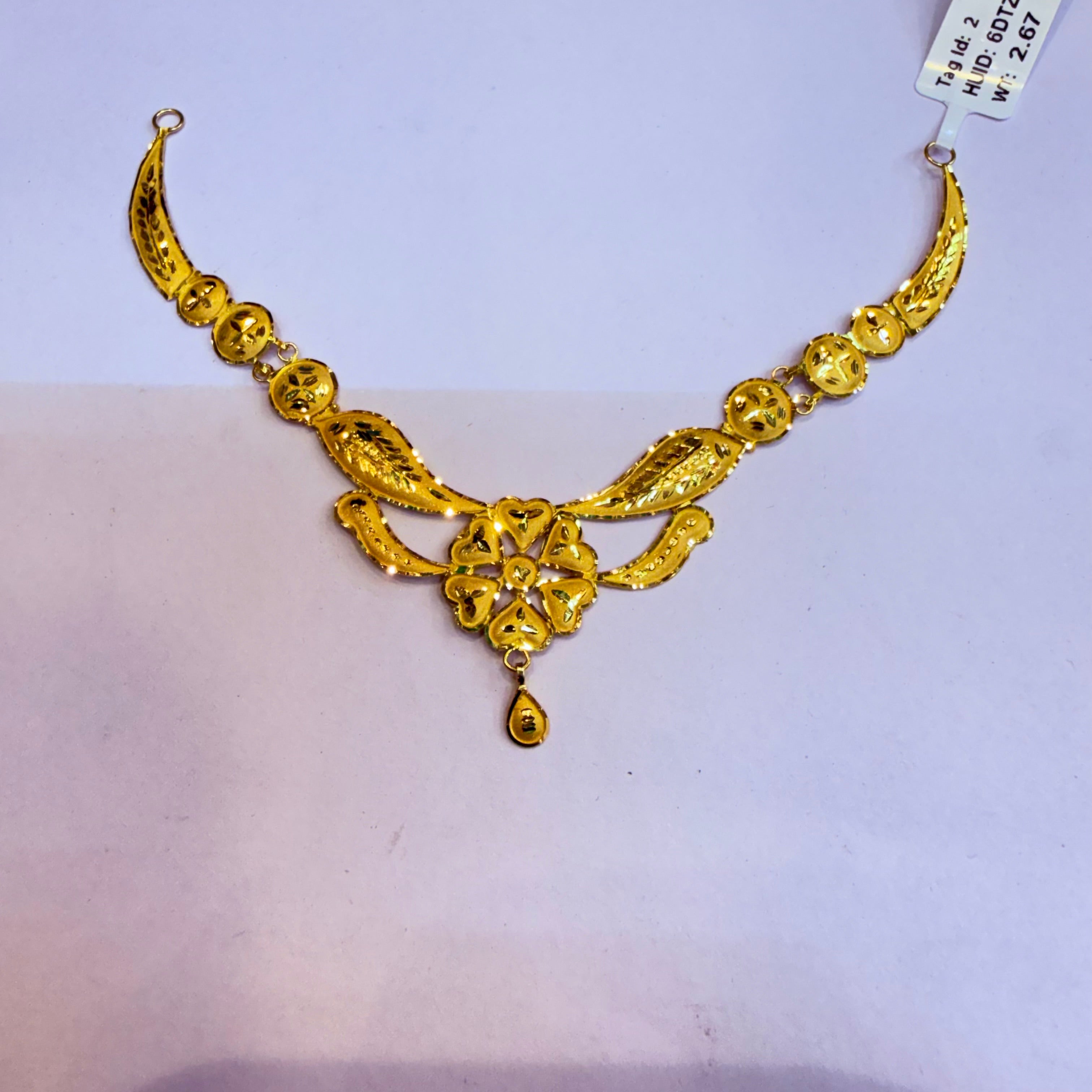 GOLD NECKLACE- (WGT: 2.670 GM APPROX) BIS CERTIFIED HUID HALLMARK 916 22KT GOLD NECKLACE 1 PIECE WITH FREE ADJUSTABLE TASSEL.