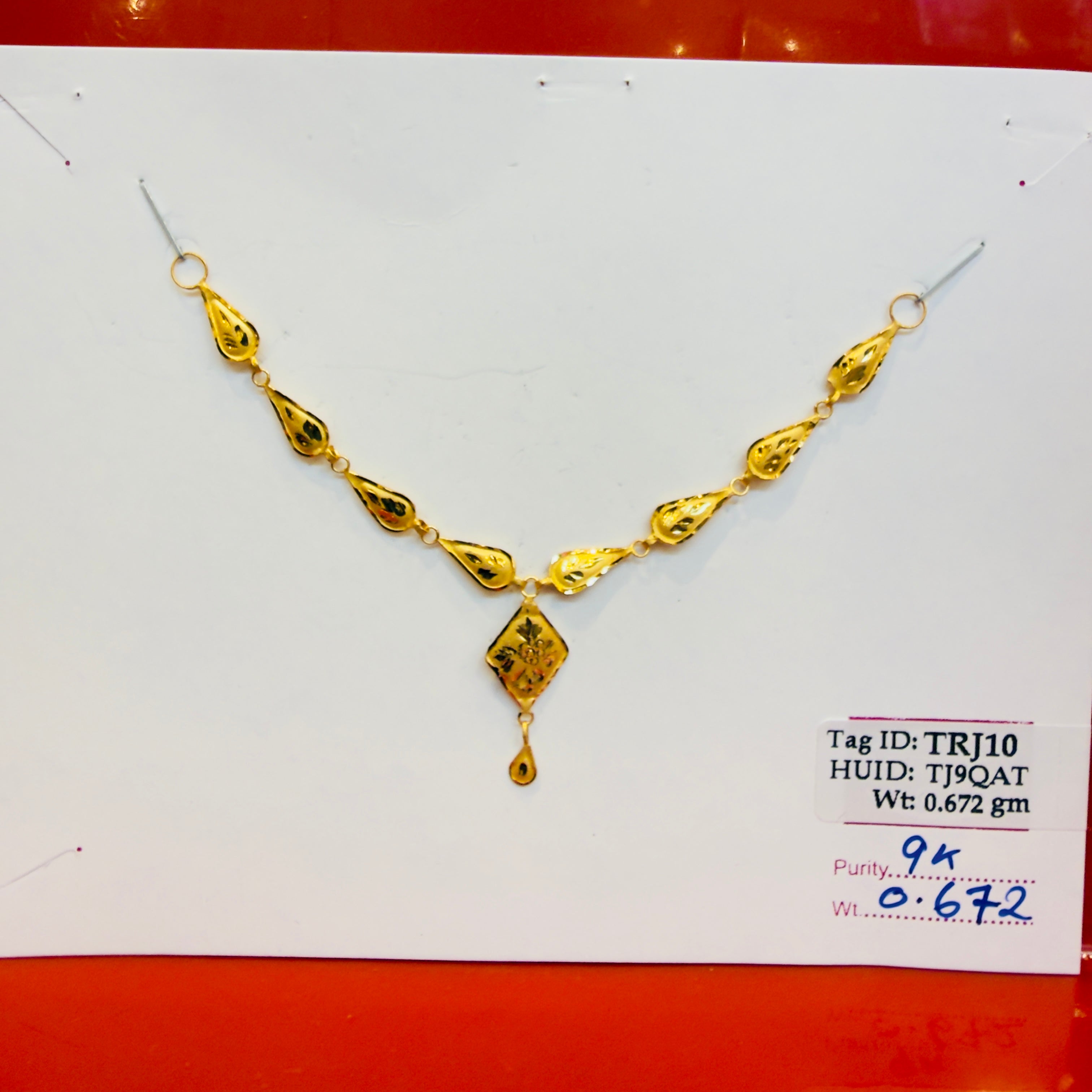 GOLD NECKLACE-(WGT: 0.672 GM APPROX) BIS CERTIFIED HUID HALLMARK 375 9KT GOLD NECKLACE (SMALL SIZE) 1 PIECE FOR WOMEN WITH FREE ADJUSTABLE TASSEL.