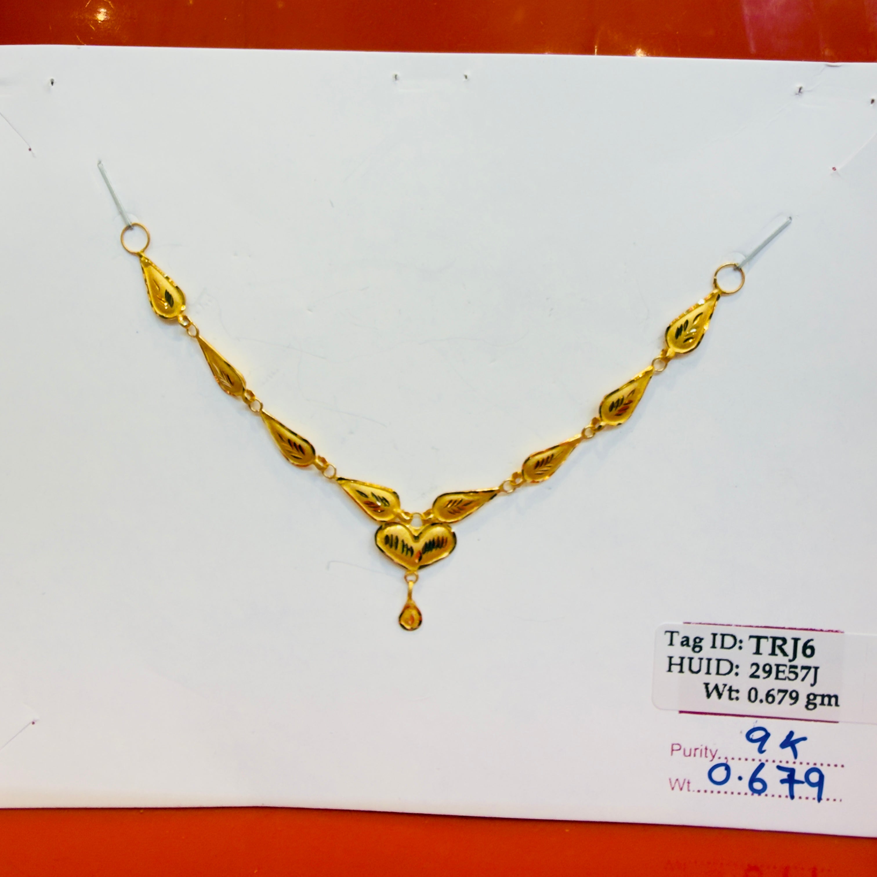 GOLD NECKLACE-(WGT: 0.679 GM APPROX) BIS CERTIFIED HUID HALLMARK 375 9KT GOLD NECKLACE (SMALL SIZE) 1 PIECE FOR WOMEN WITH FREE ADJUSTABLE TASSEL.