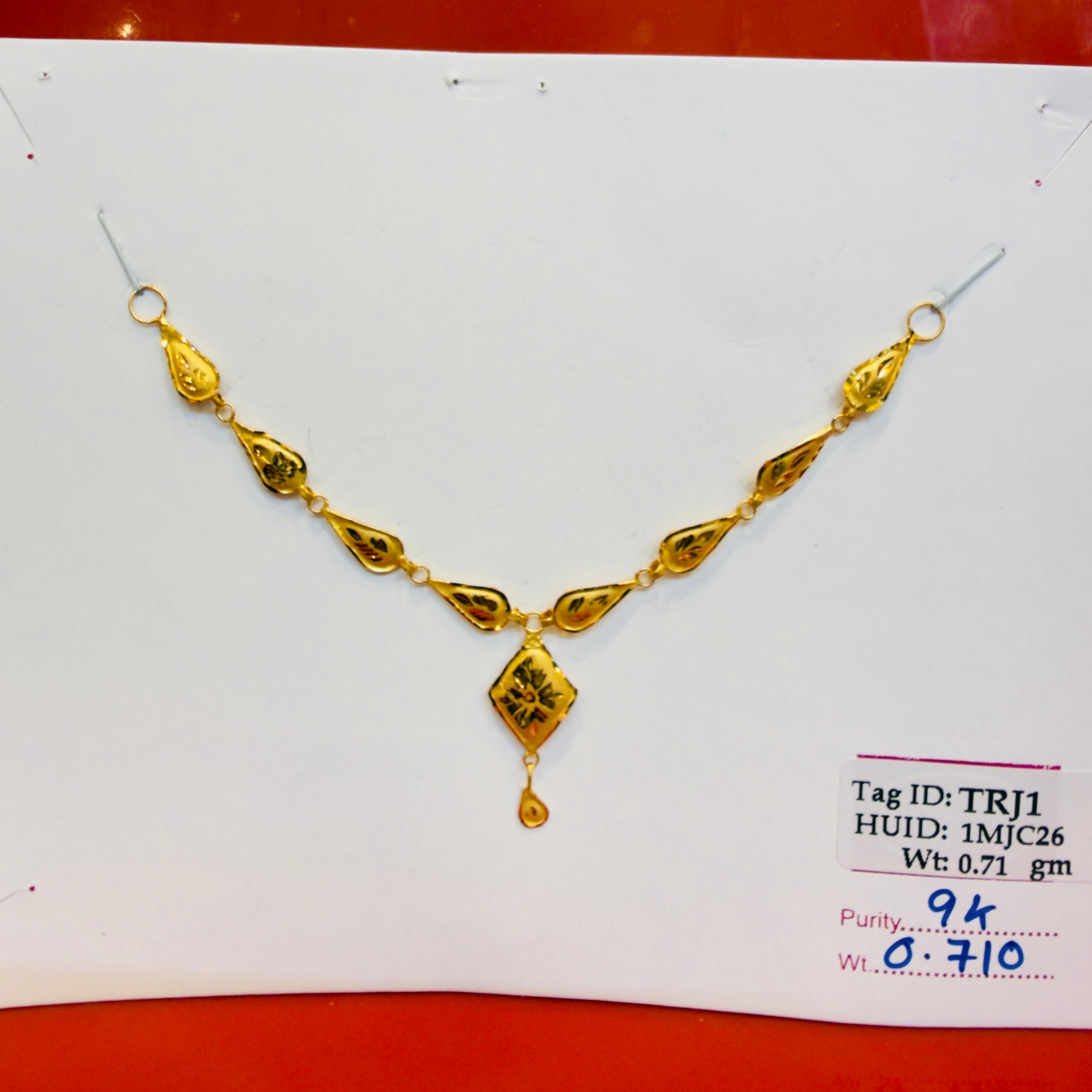 GOLD NECKLACE-(WGT: 0.710 GM APPROX) BIS CERTIFIED HUID HALLMARK 375 9KT GOLD NECKLACE (SMALL SIZE) 1 PIECE FOR WOMEN WITH FREE ADJUSTABLE TASSEL.