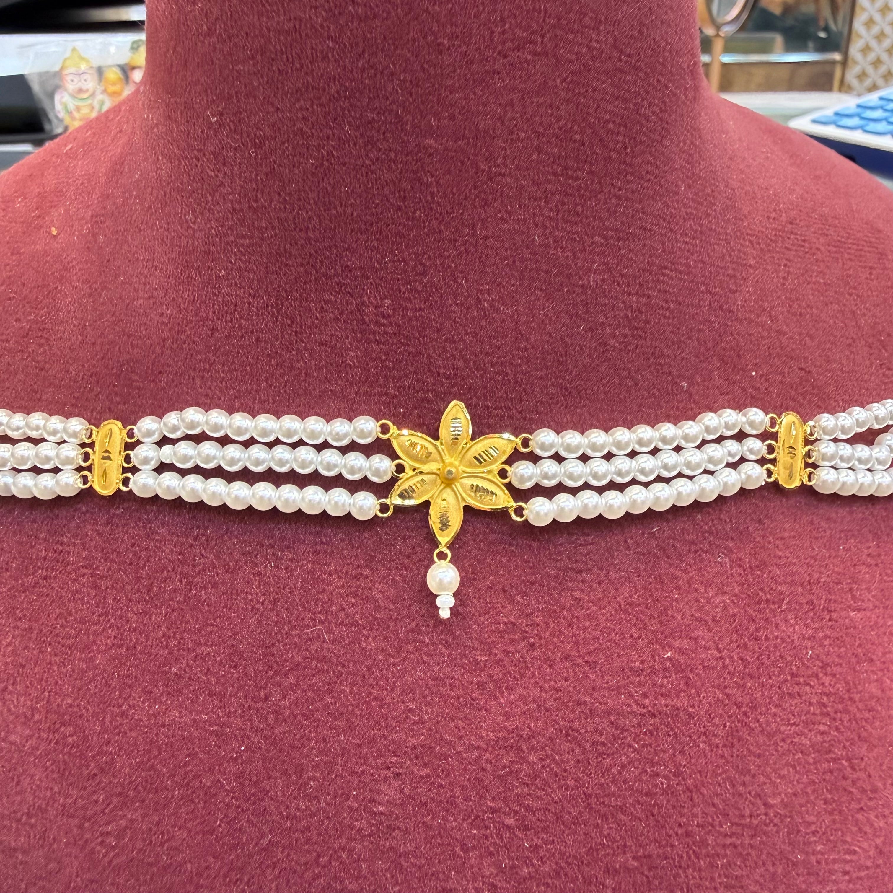 GOLD MOTI HAR- (WGT: 0.930 GM APPROX) BIS CERTIFIED HUID HALLMARK 916 22KT GOLD MOTI CHOKER 1 PIECE WITH FREE ADJUSTABLE TASSEL.