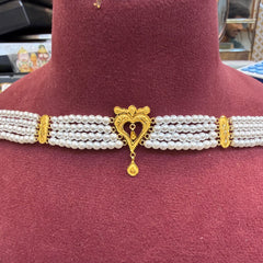 GMC22K- (WGT: 1.520 GM APPROX) BIS CERTIFIED HUID HALLMARK 916 22KT GOLD MOTI CHOKER 1 PIECE WITH FREE ADJUSTABLE TASSEL.(V6M496)