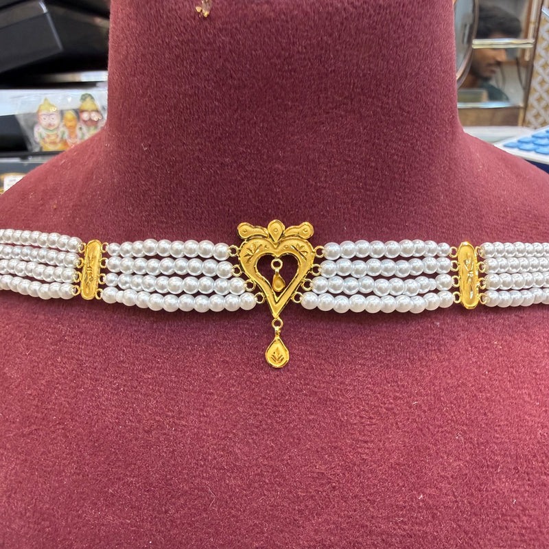 GMC22K- (WGT: 1.520 GM APPROX) BIS CERTIFIED HUID HALLMARK 916 22KT GOLD MOTI CHOKER 1 PIECE WITH FREE ADJUSTABLE TASSEL.(V6M496)