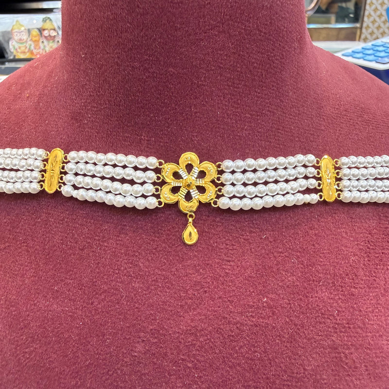 GMC22K- (WGT: 1.710 GM APPROX) BIS CERTIFIED HUID HALLMARK 916 22KT GOLD MOTI CHOKER 1 PIECE WITH FREE ADJUSTABLE TASSEL.(JZYGUV)