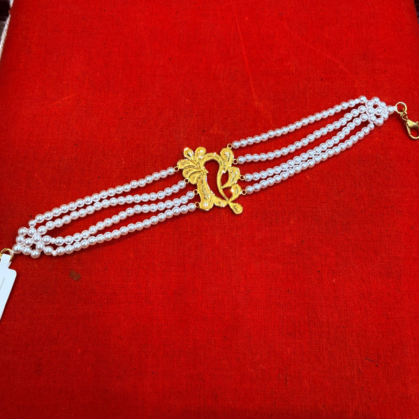 GOLD MANTASHA- (WGT: 1.110 GM APPROX) BIS CERTIFIED HUID HALLMARK 916 22KT GOLD MOTI MANTASHA WITH PEARL CHAIN FOR WOMEN. (G5UL9F)