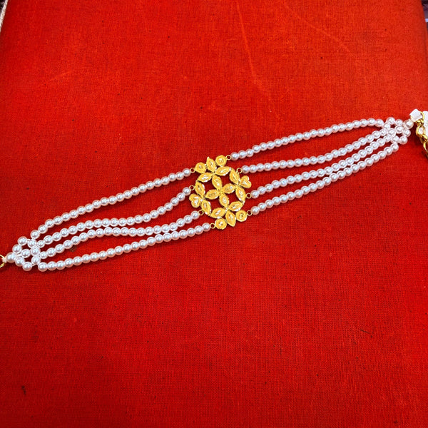GOLD MANTASHA- (WGT: 1.130 GM APPROX) BIS CERTIFIED HUID HALLMARK 916 22KT GOLD MOTI MANTASHA WITH PEARL CHAIN FOR WOMEN. (GPDYI9)