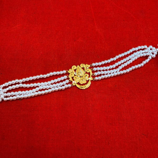 GOLD MANTASHA- (WGT: 1.130 GM APPROX) BIS CERTIFIED HUID HALLMARK 916 22KT GOLD MOTI MANTASHA WITH PEARL CHAIN FOR WOMEN.(DFJY37)