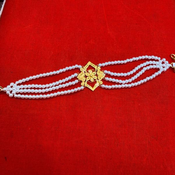 GOLD MANTASHA- (WGT: 1.200 GM APPROX) BIS CERTIFIED HUID HALLMARK 916 22KT GOLD MOTI MANTASHA WITH PEARL CHAIN FOR WOMEN. (T6I4DF)