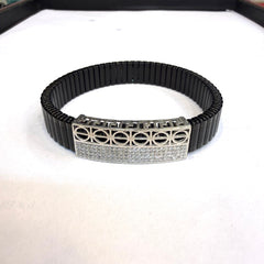 SILVER WRISTLET- BIS CERTIFIED HUID HALLMARK 925 SILVER WRISTLET (BLACK EXPANDABLE BAND SIZE) FOR MEN 1 PIECE (SOLD ON MRP)