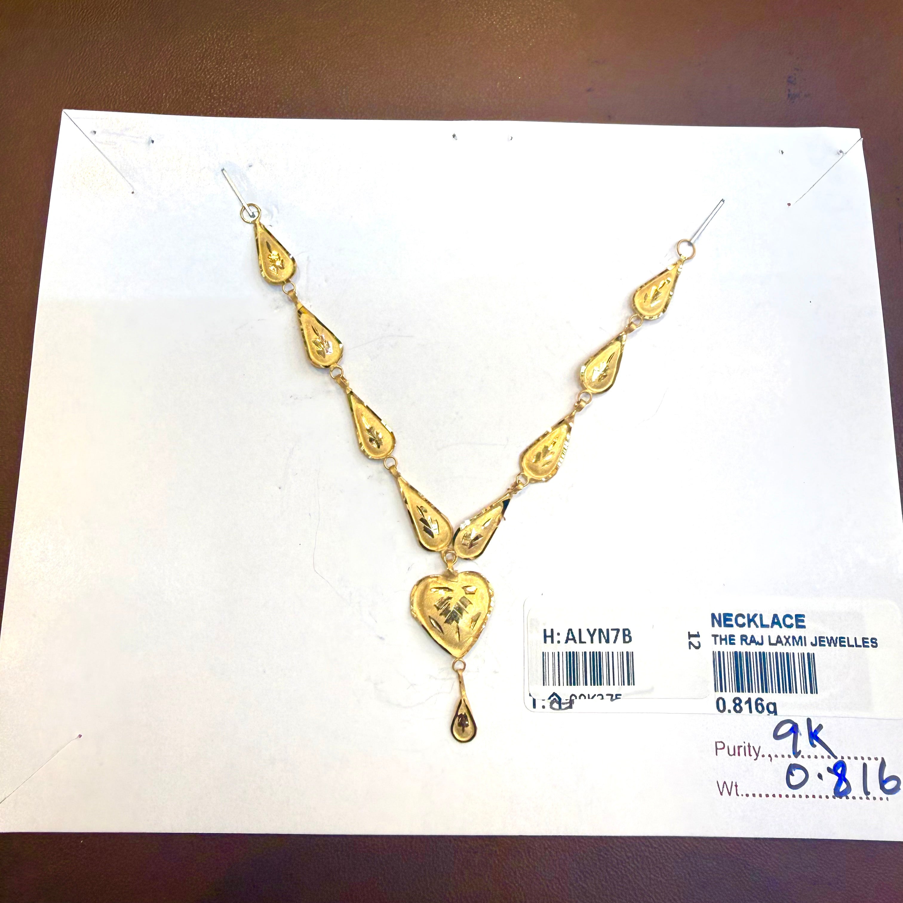 GOLD NECKLACE-(WGT: 0.816 GM APPROX) BIS CERTIFIED HUID HALLMARK 375 9KT GOLD NECKLACE (SMALL SIZE) 1 PIECE FOR WOMEN WITH FREE ADJUSTABLE TASSEL.