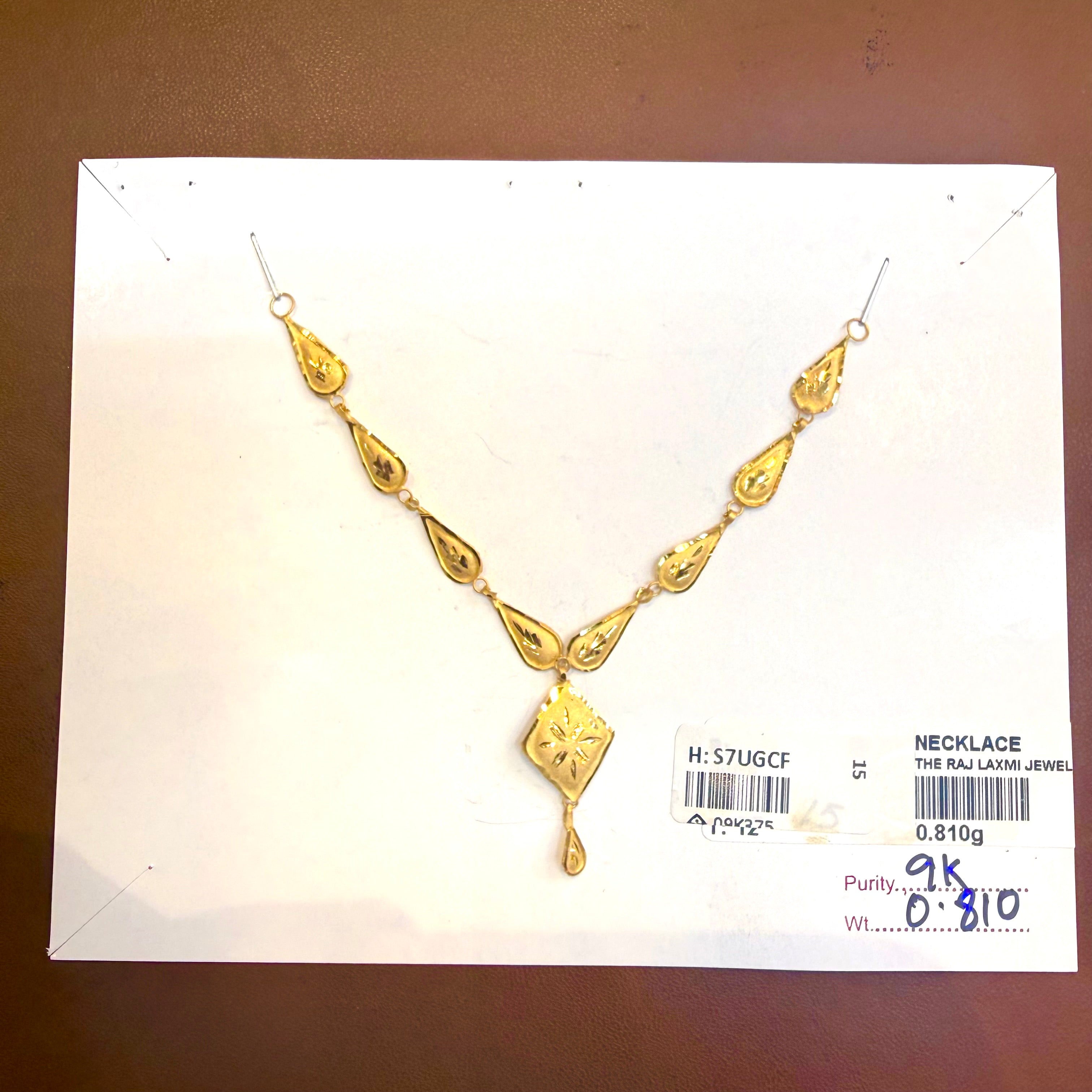 GOLD NECKLACE-(WGT: 0.810 GM APPROX) BIS CERTIFIED HUID HALLMARK 375 9KT GOLD NECKLACE (SMALL SIZE) 1 PIECE FOR WOMEN WITH FREE ADJUSTABLE TASSEL.