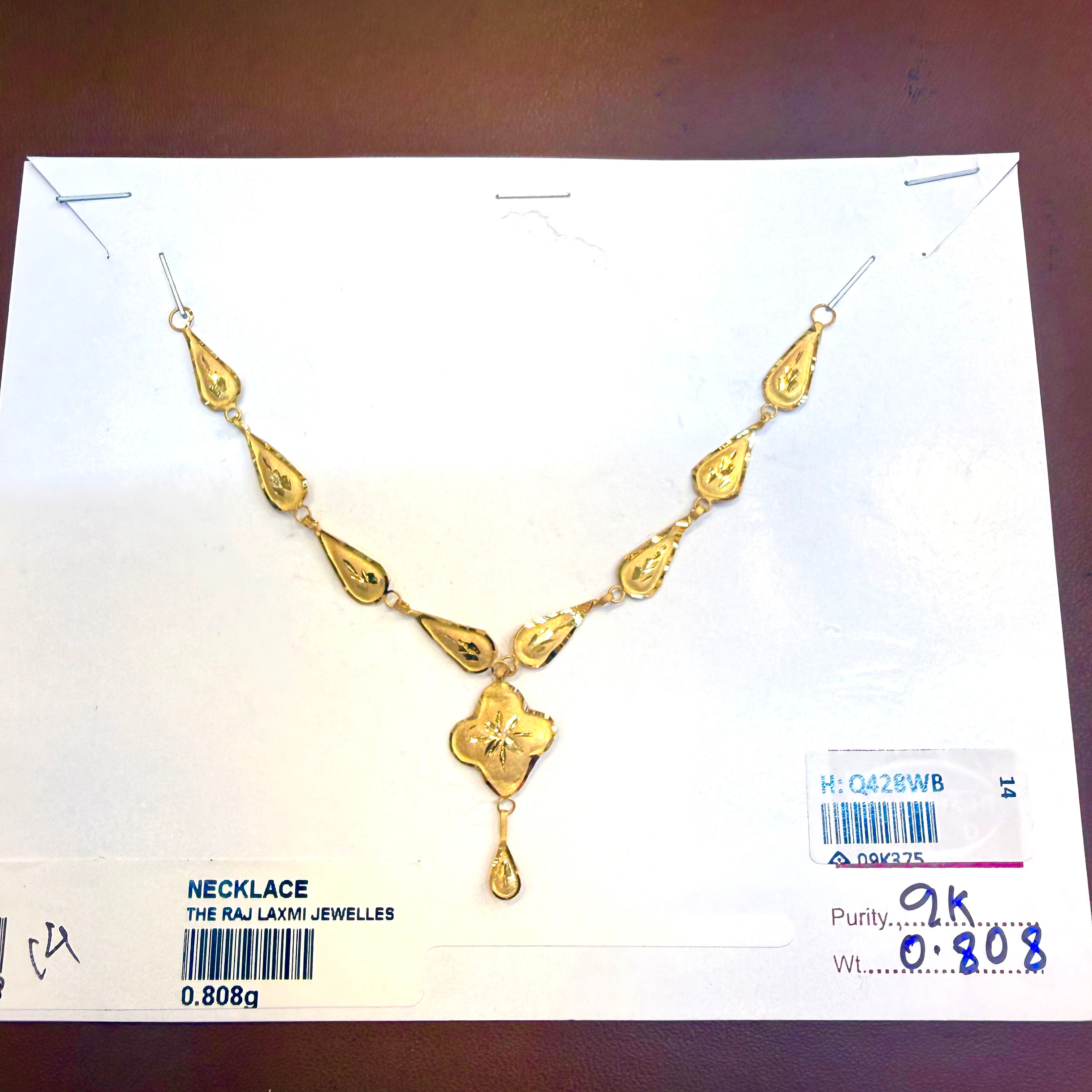 GOLD NECKLACE-(WGT: 0.808 GM APPROX) BIS CERTIFIED HUID HALLMARK 375 9KT GOLD NECKLACE (SMALL SIZE) 1 PIECE FOR WOMEN WITH FREE ADJUSTABLE TASSEL.