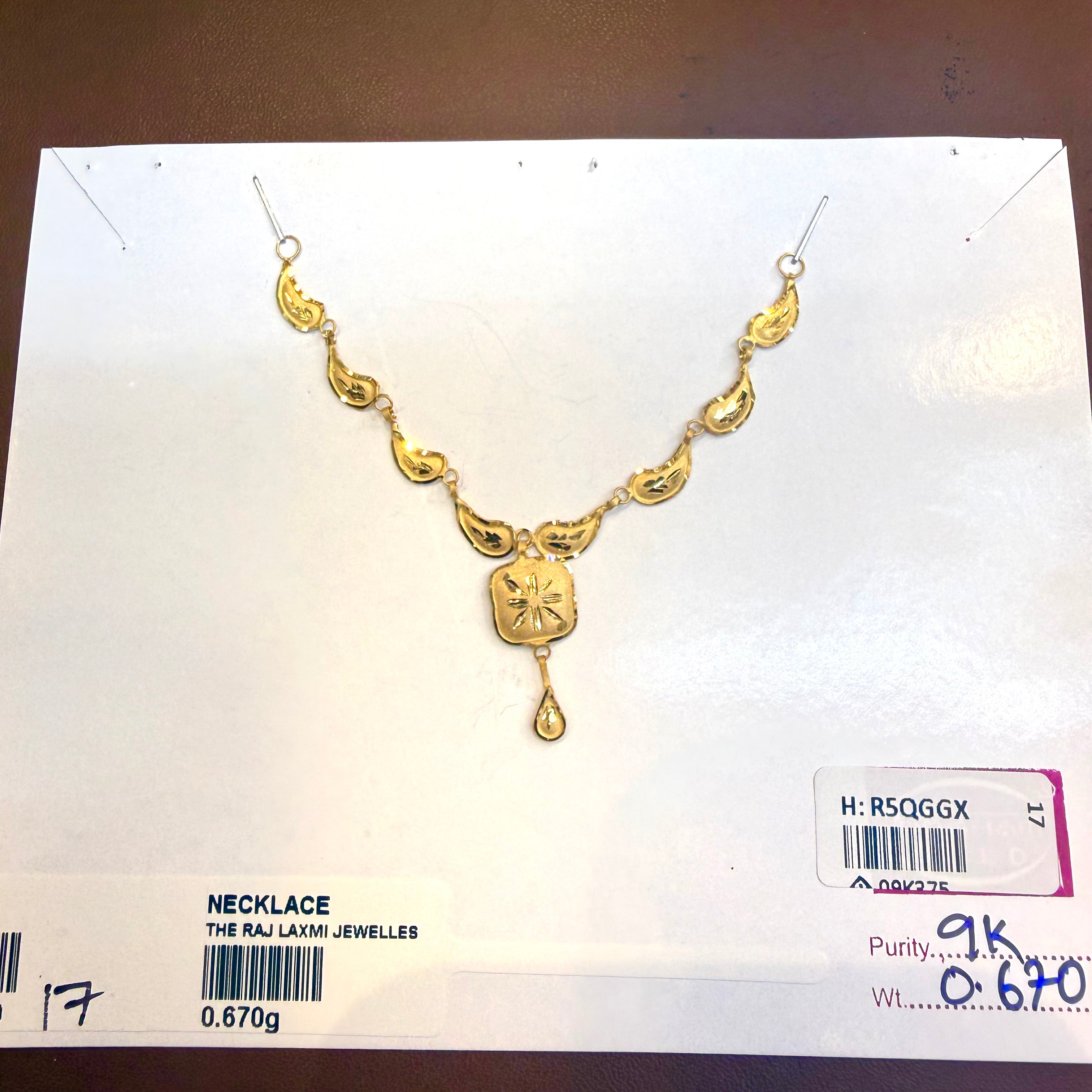 GOLD NECKLACE-(WGT: 0.670 GM APPROX) BIS CERTIFIED HUID HALLMARK 375 9KT GOLD NECKLACE (SMALL SIZE) 1 PIECE FOR WOMEN WITH FREE ADJUSTABLE TASSEL.