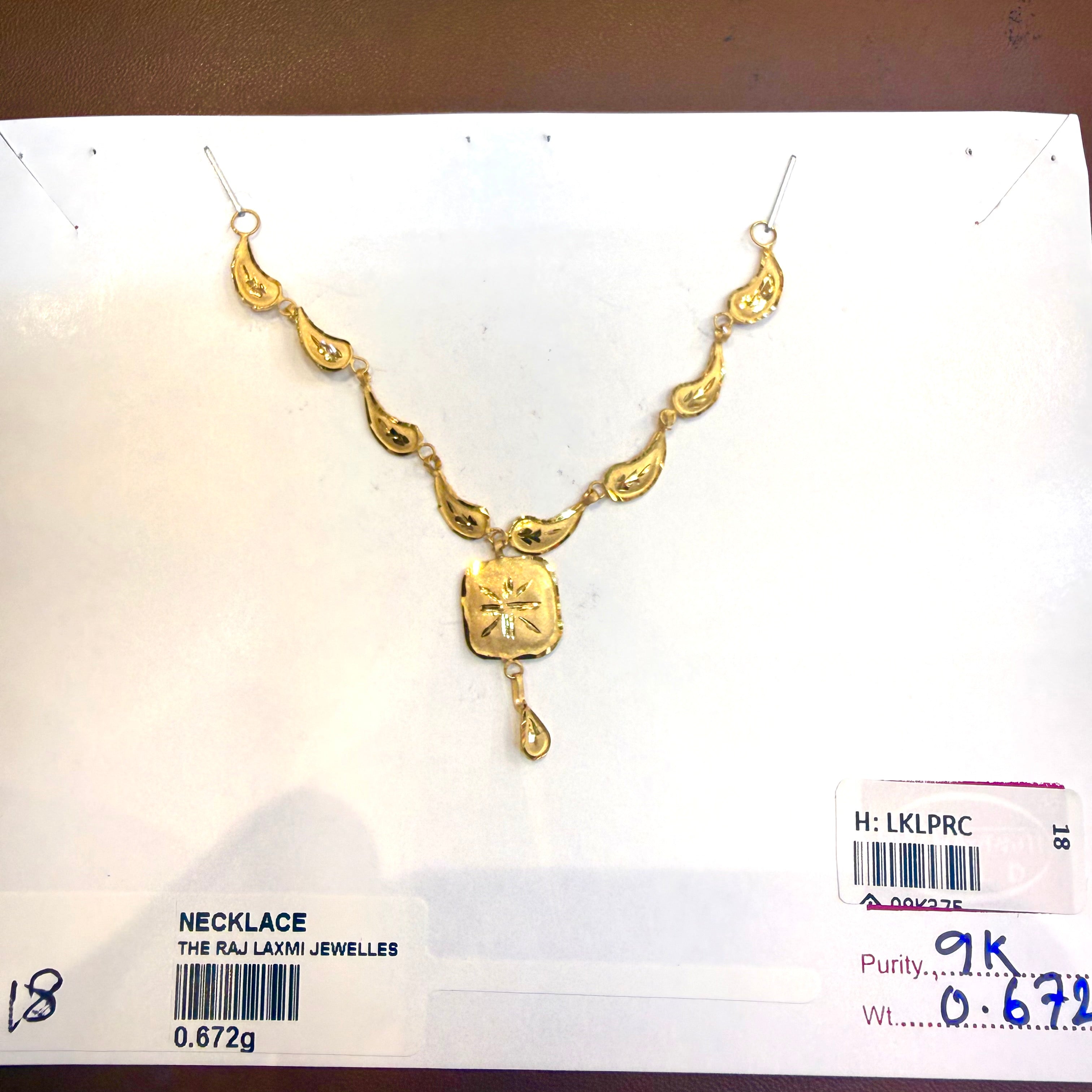 GOLD NECKLACE-(WGT: 0.672 GM APPROX) BIS CERTIFIED HUID HALLMARK 375 9KT GOLD NECKLACE (SMALL SIZE) 1 PIECE FOR WOMEN WITH FREE ADJUSTABLE TASSEL.