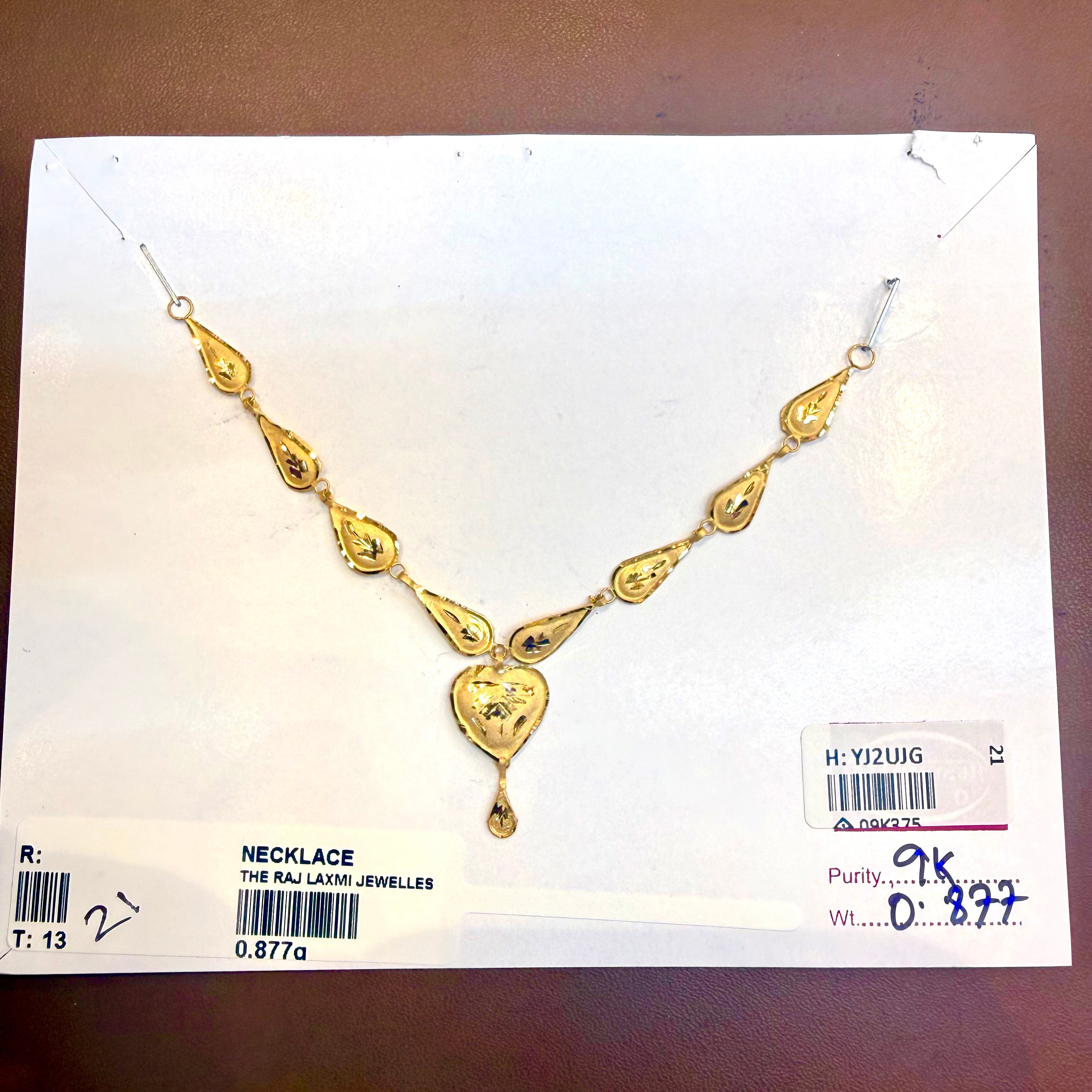 GOLD NECKLACE-(WGT: 0.877 GM APPROX) BIS CERTIFIED HUID HALLMARK 375 9KT GOLD NECKLACE (SMALL SIZE) 1 PIECE FOR WOMEN WITH FREE ADJUSTABLE TASSEL.