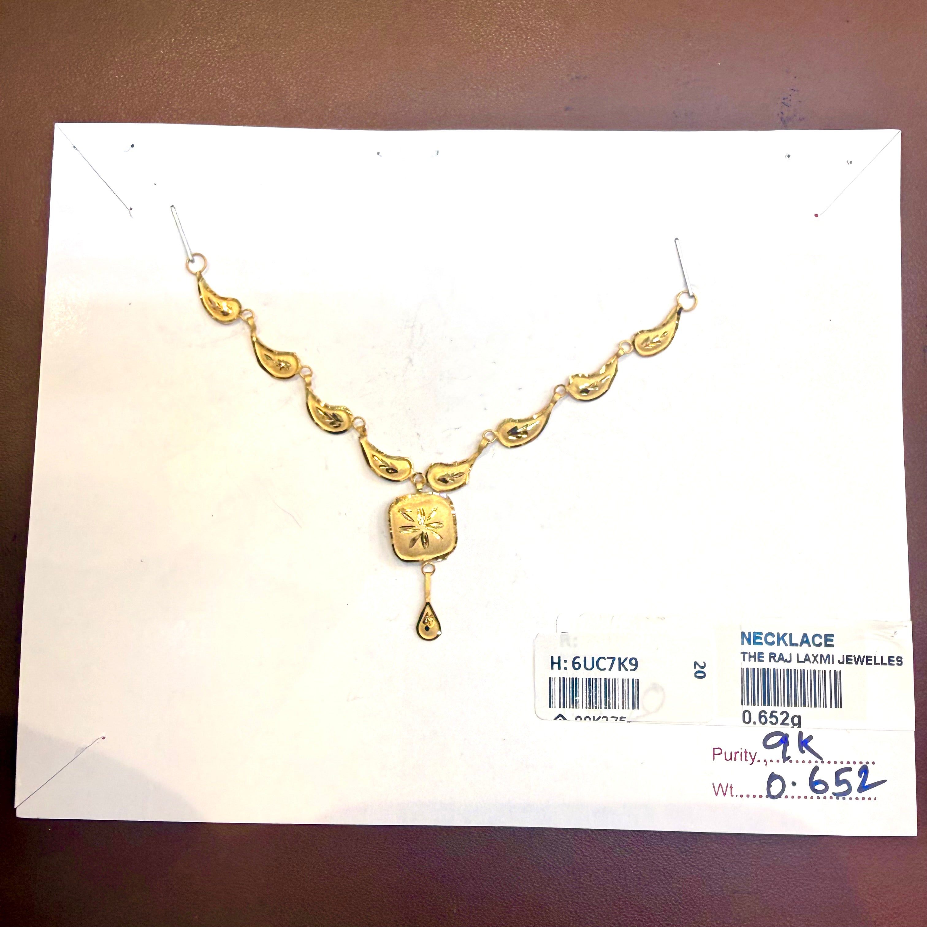 GOLD NECKLACE-(WGT: 0.652 GM APPROX) BIS CERTIFIED HUID HALLMARK 375 9KT GOLD NECKLACE (SMALL SIZE) 1 PIECE FOR WOMEN WITH FREE ADJUSTABLE TASSEL.