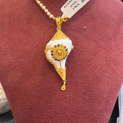 GPM22K- WGT: 2.400 GM APPROX BIS CERTIFIED HUID HALLMARK 916 22KT GOLD SANKHA PENDANT 1 PIECE WITH TASSEL FOR WOMEN.