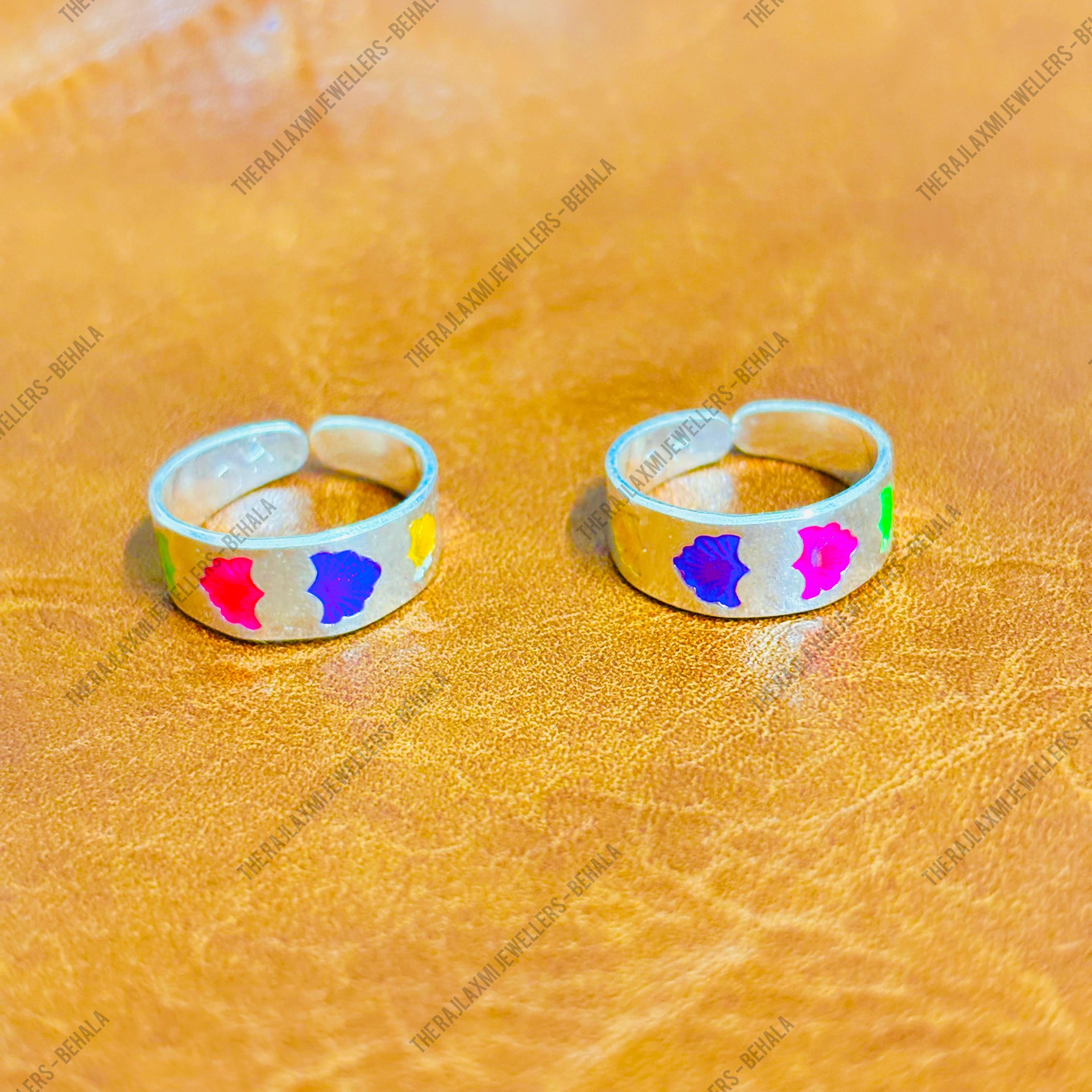 (RP) ADJUSTABLE DESIGN ORIGINAL SILVER TOE RING (BICHIYA) FOR WOMEN 2 PIECE - SOLD AS MRP BY RAJLAXMI.