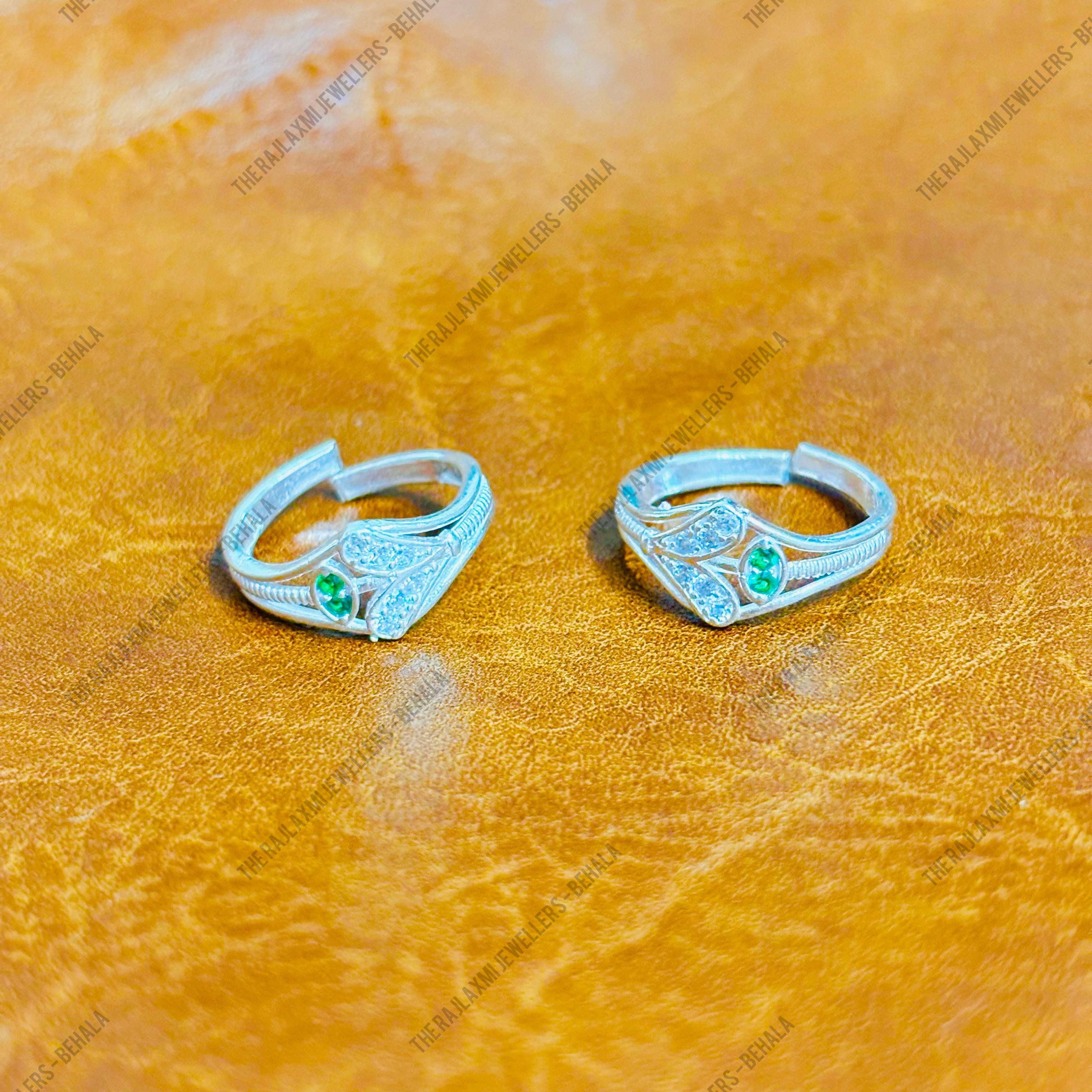 (RP) ADJUSTABLE DESIGN ORIGINAL SILVER TOE RING (BICHIYA) FOR WOMEN 2 PIECE - SOLD AS MRP BY RAJLAXMI.