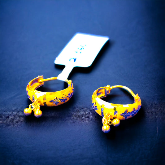 TRJ WGT: 2.160 GM APPROX 22KT HUID HALLMARK GOLD EAR BALI 1 PAIR.