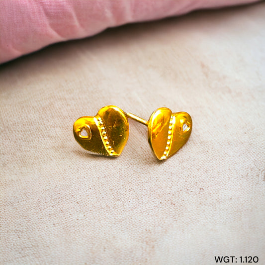 (GPT) TRJ WGT: 1.120 GM APPROX 14KT HUID HALLMARK GOLD EAR STUD 1 PAIR FOR REGULAR USE.