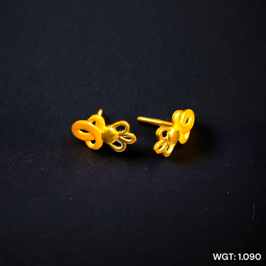 (GPT) TRJ WGT: 1.090 GM APPROX 14KT HUID HALLMARK GOLD EAR STUD 1 PAIR FOR REGULAR USE.