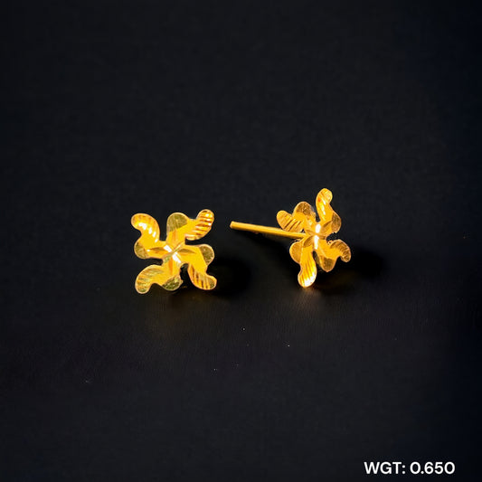 (GPT) RAJLAXMI WGT: 0.650 GM APPROX HUID HALLMARK 916 22KT GOLD EAR TOPS STUD 1 PAIR FOR REGULAR USE.