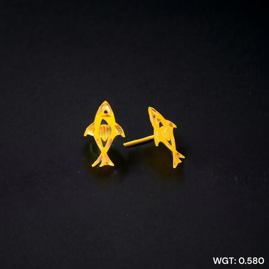 (GPT) RAJLAXMI WGT: 0.580 GM APPROX HUID HALLMARK 916 22KT GOLD EAR TOPS STUD 1 PAIR FOR REGULAR USE.