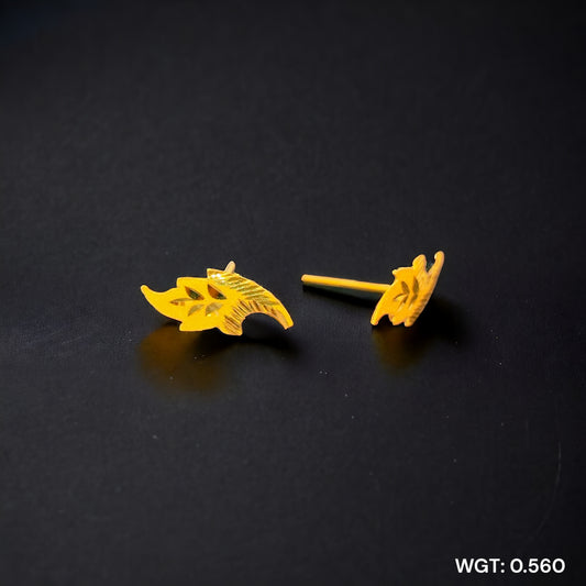 (GPT) RAJLAXMI WGT: 0.560 GM APPROX HUID HALLMARK 916 22KT GOLD EAR TOPS STUD 1 PAIR FOR REGULAR USE.