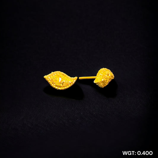 (GPT) RAJLAXMI WGT: 0.400 GM APPROX HUID HALLMARK 916 22KT GOLD EAR TOPS STUD 1 PAIR FOR REGULAR USE.