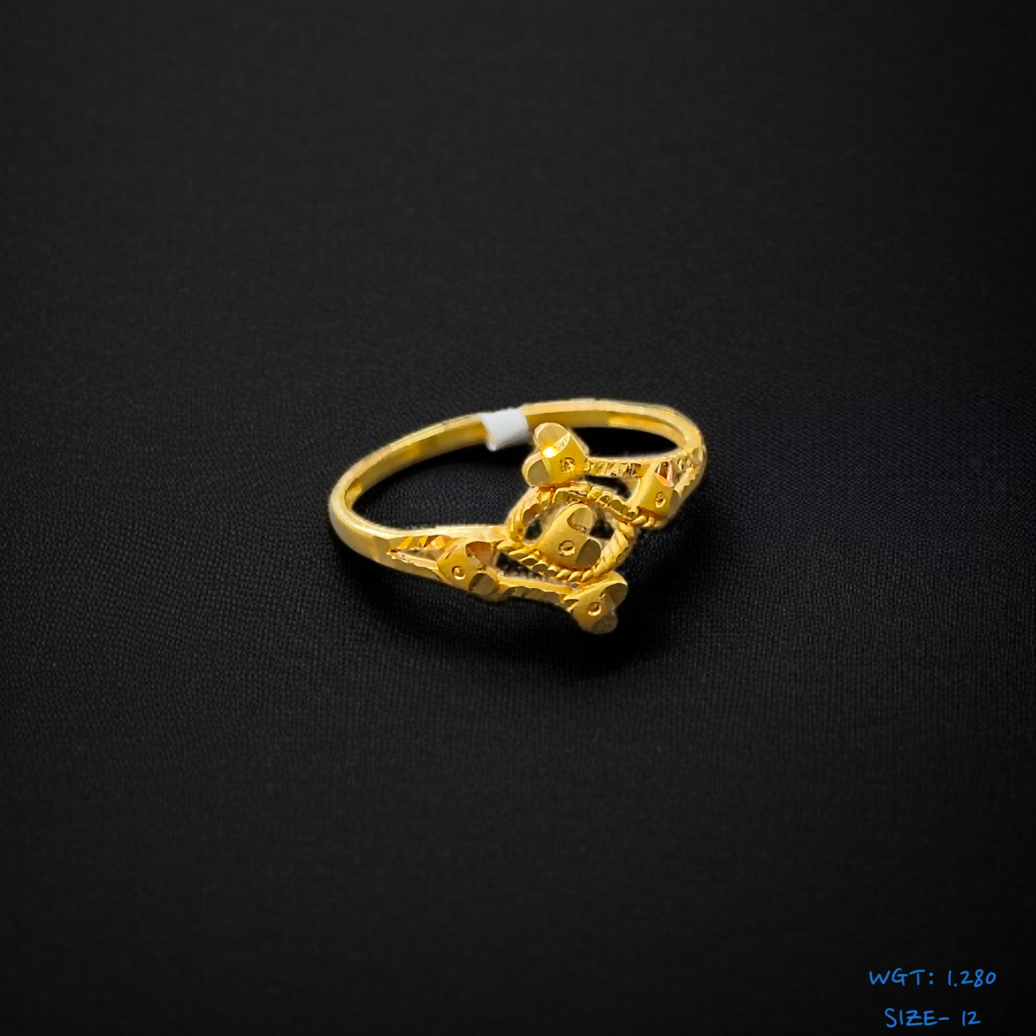 TRJ (SIZE: 12) WGT: 1.280 GM APPROX 22KT HUID HALLMARK GOLD RING FOR WOMEN 1 PIECE.