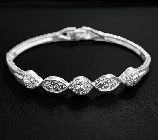 (NP) CLUM 625 ORIGINAL SILVER BRACELET STUDDED WITH CUBIC ZIRCONIA FOR WOMEN (ADJUSTED OPEN CLIP) STANDARD SIZE 1 PIECE- RIYA'S BOUTIQUE.